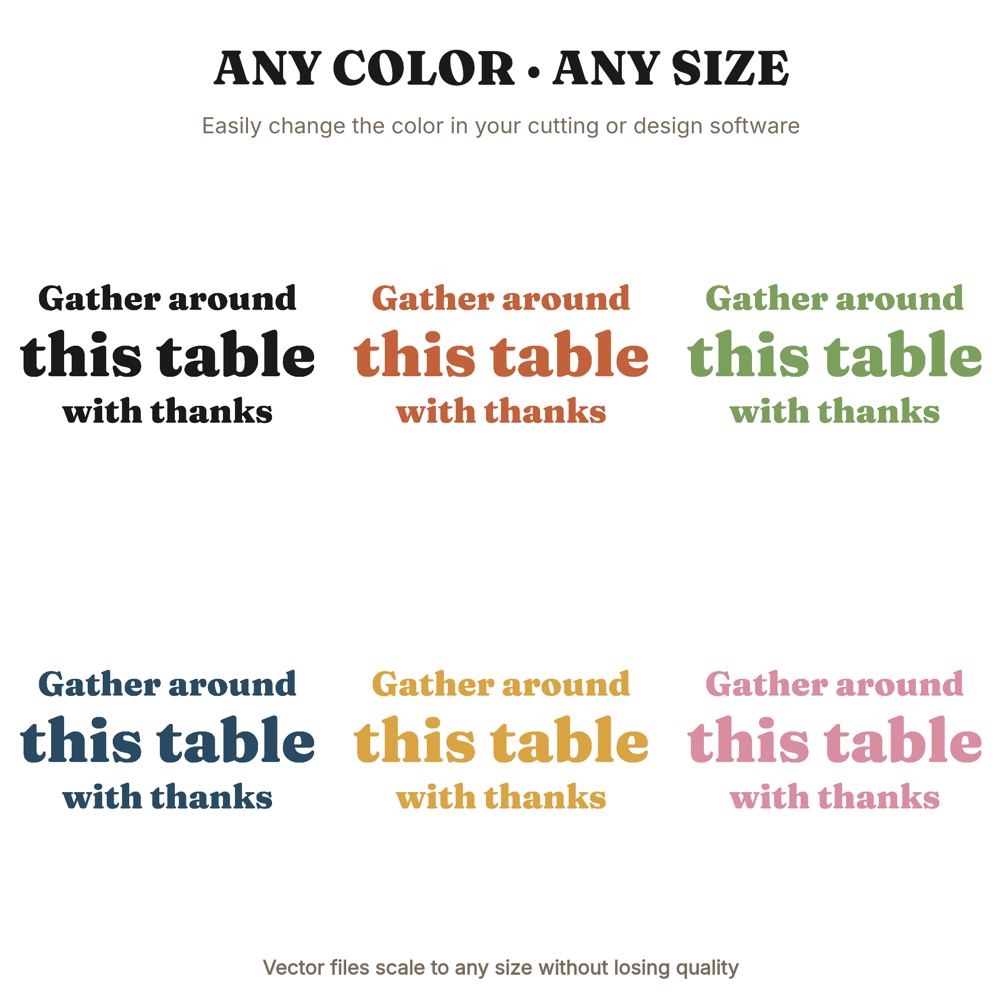 Gather Around This Table Thanksgiving Turkey Tail SVG PNG, Hand Lettered Fall Quote Cut File, view 2