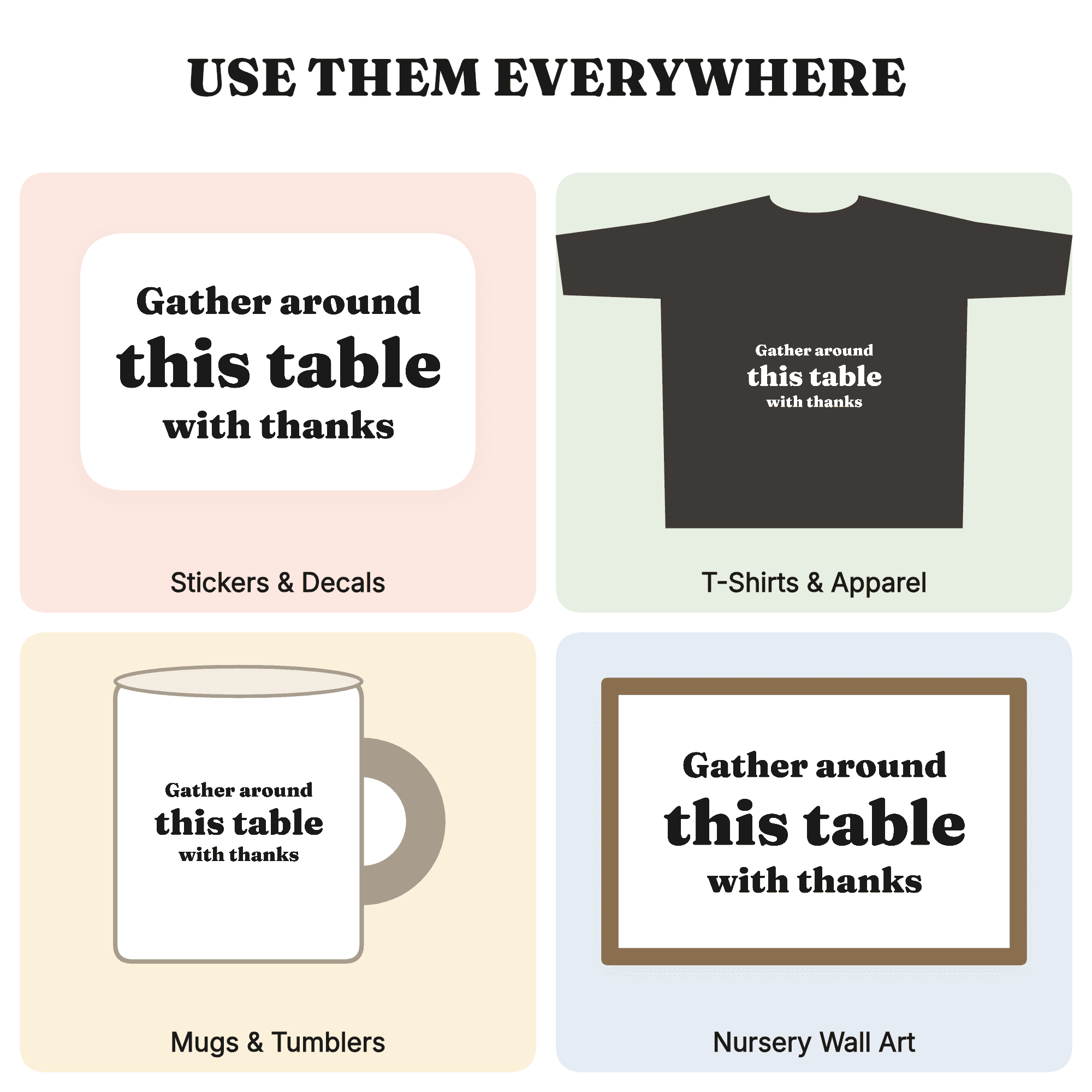 Gather Around This Table Thanksgiving Turkey Tail SVG PNG, Hand Lettered Fall Quote Cut File, view 3