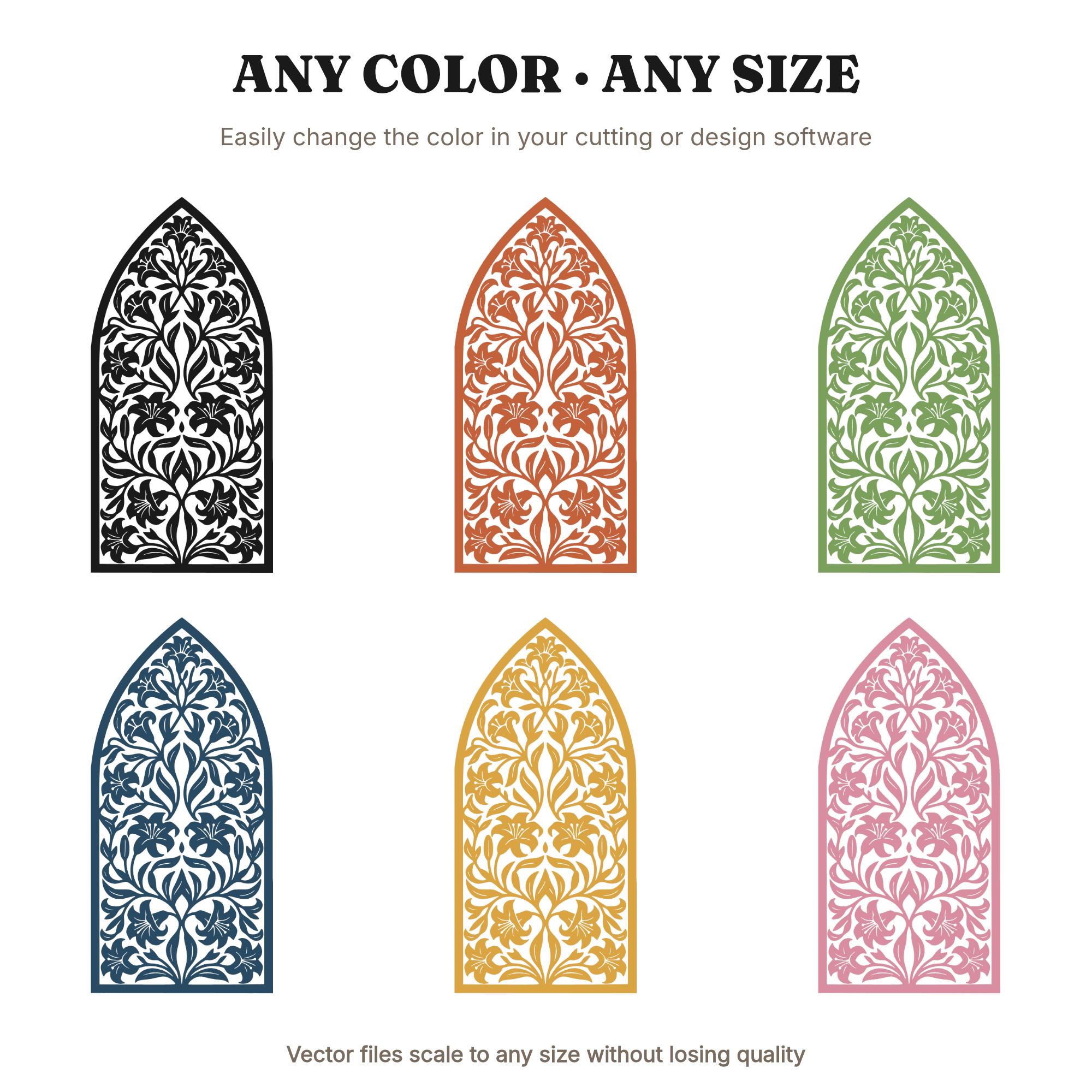 Gothic Easter Cathedral Window Lily Arch SVG PNG, Vintage Botanical Spring Cut File for Cricut, view 2
