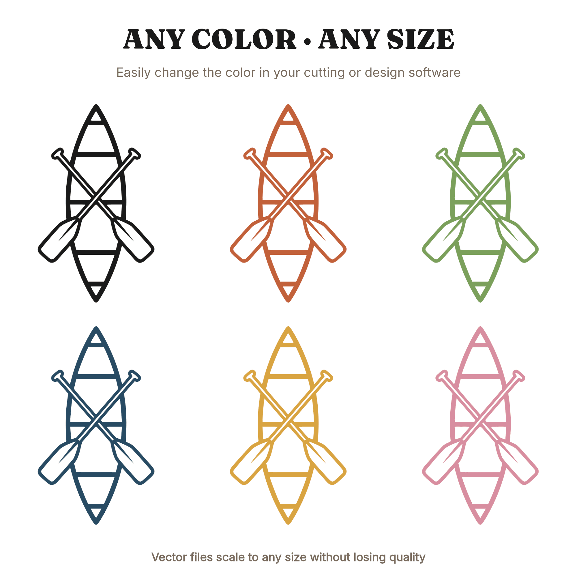 Vintage Canoe Bird's Eye View SVG PNG, Crossed Paddles Cut File, Scandinavian Line Art Outdoor, view 2