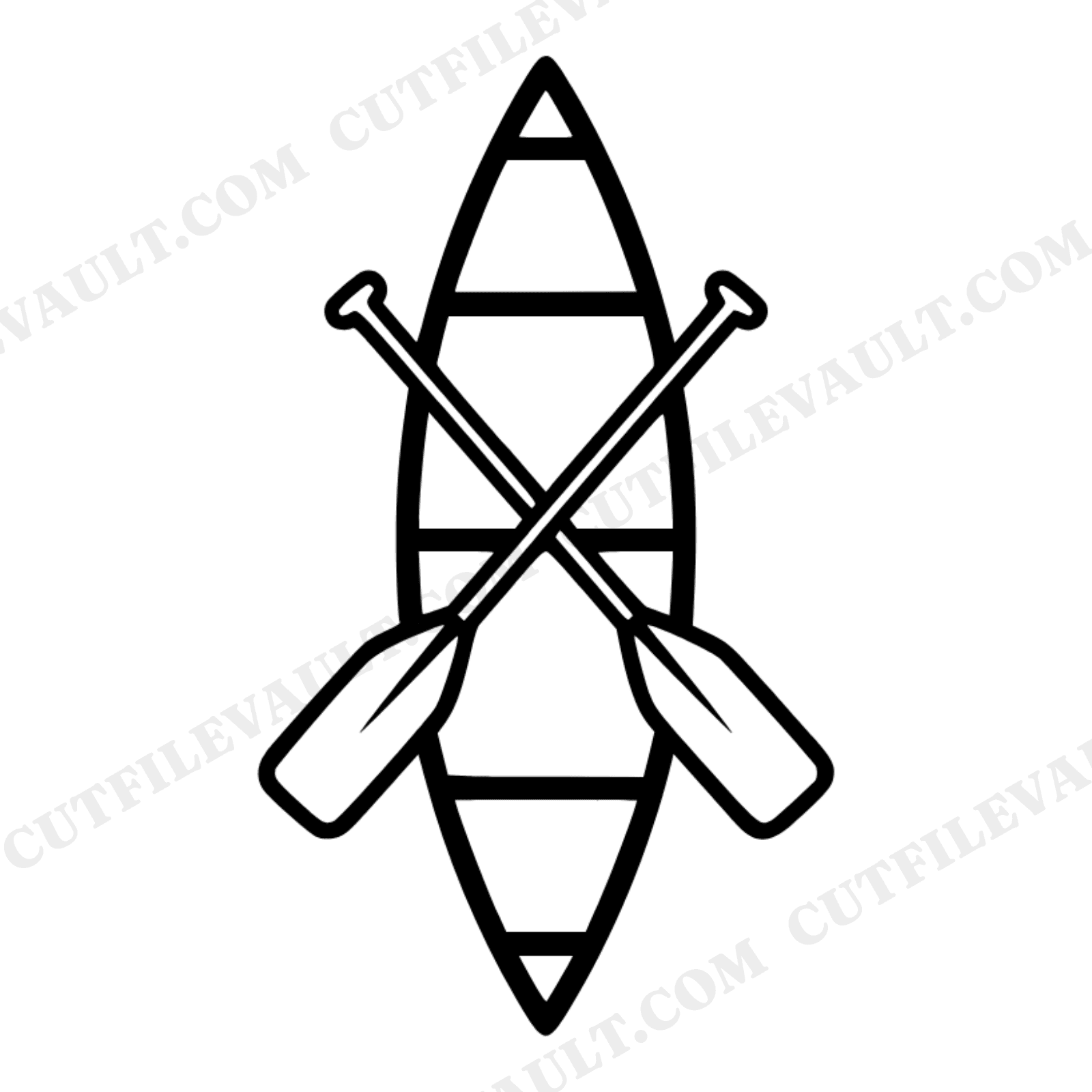 Vintage Canoe Bird's Eye View SVG PNG, Crossed Paddles Cut File, Scandinavian Line Art Outdoor, view 1