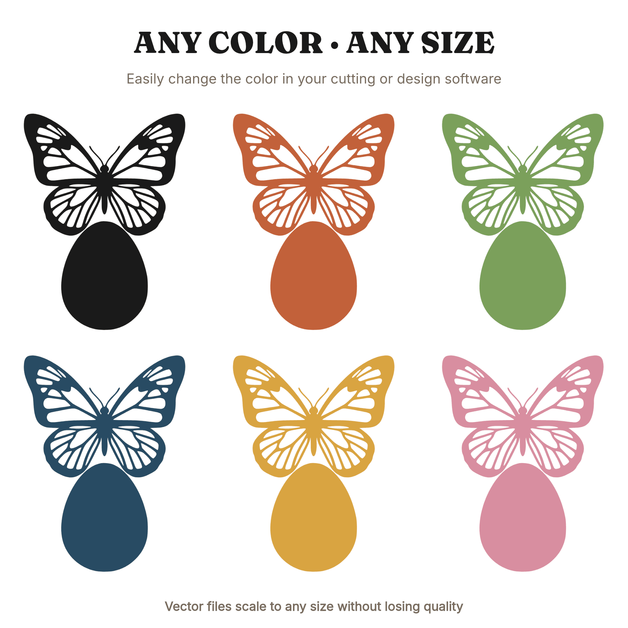 Easter Butterfly on Egg SVG PNG, Spring Silhouette Cut File, Resurrection Butterfly Design, view 2