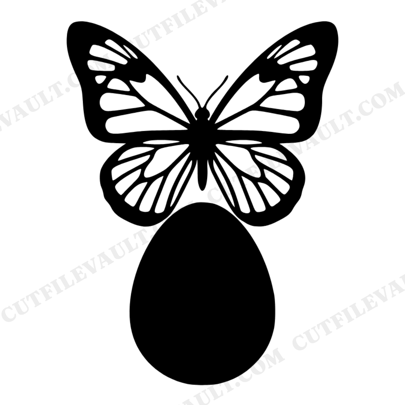Easter Butterfly on Egg SVG PNG, Spring Silhouette Cut File, Resurrection Butterfly Design, view 1