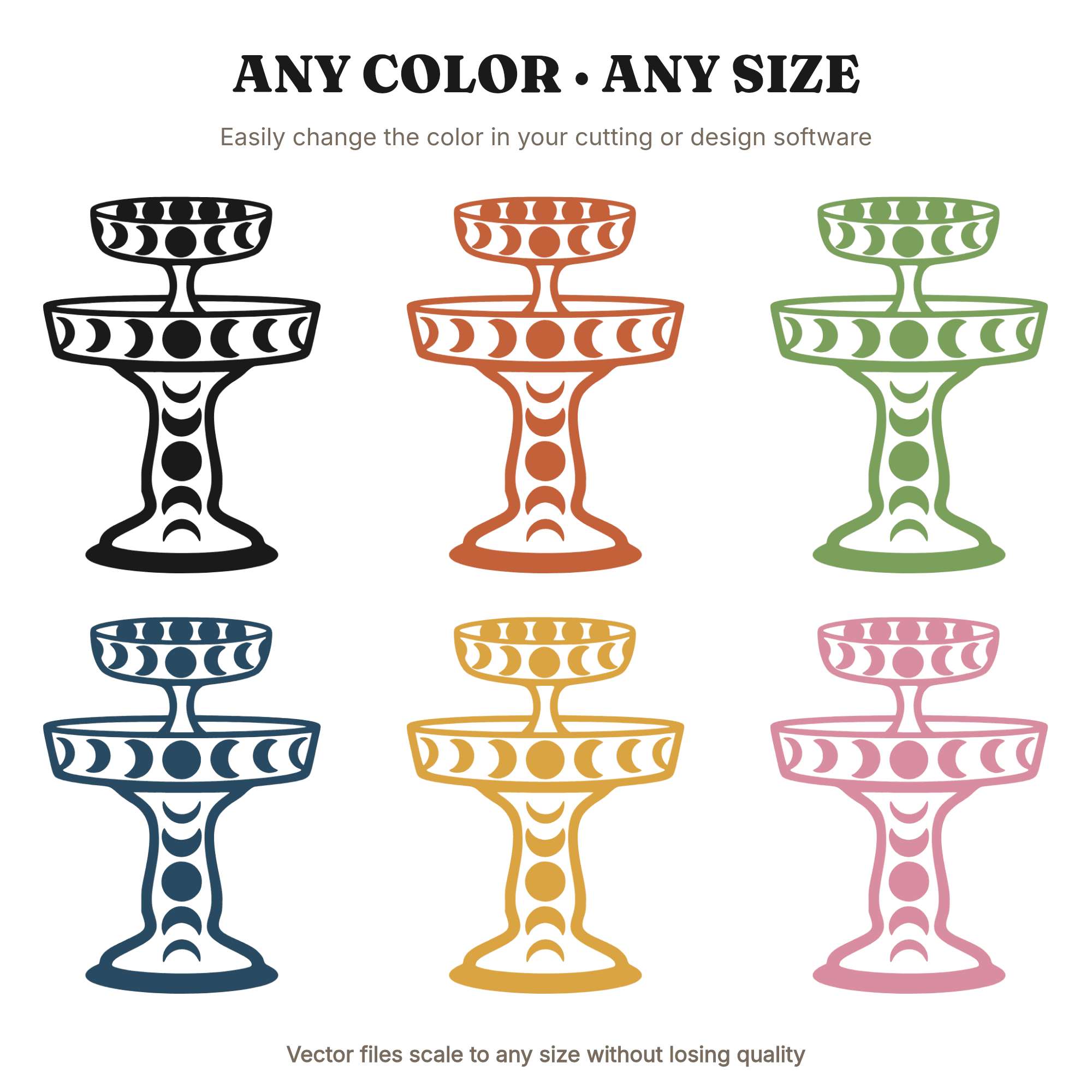Celestial Three Tier Cake Stand SVG PNG, Moon Phases Cake Stand Cut File, Friendsgiving Decor SVG, view 2