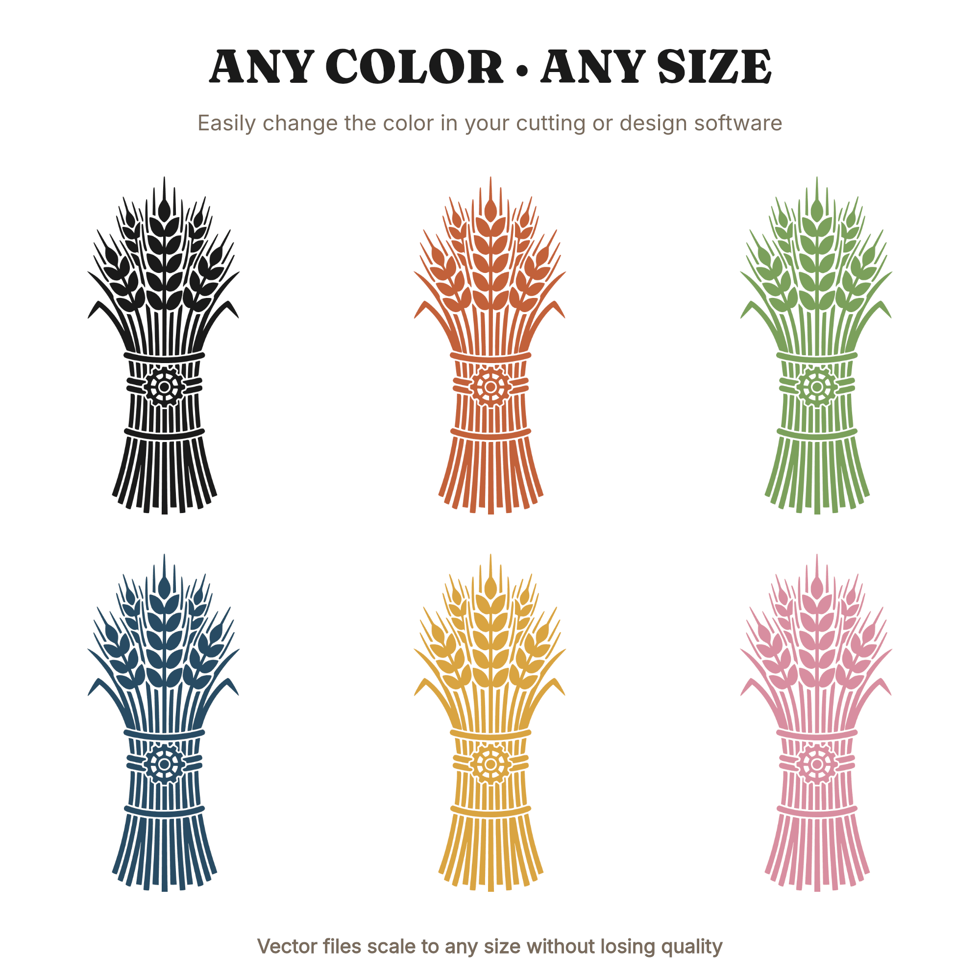 Wheat Sheaf SVG PNG, Steampunk Gear Easter Spring Farmhouse Wall Art, Mid Century Harvest Decor, view 2