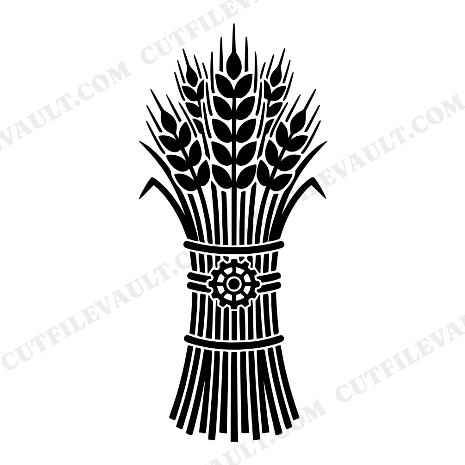 Wheat Sheaf SVG PNG, Steampunk Gear Easter Spring Farmhouse Wall Art, Mid Century Harvest Decor, view 1