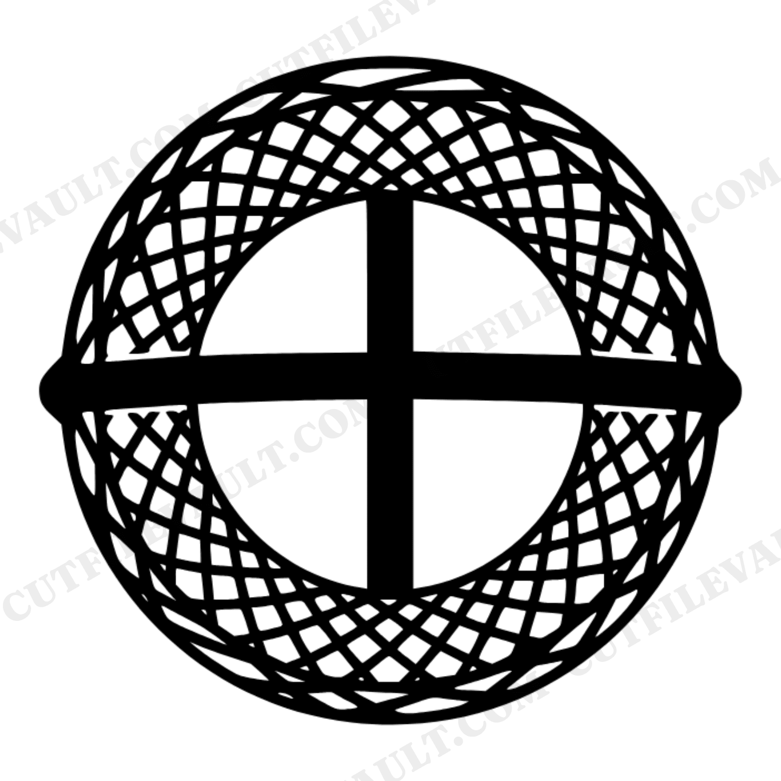 Overhead Easter Basket SVG PNG, Cross Shadow Woven Basket Cut File, Celestial Easter Decor Design, view 1