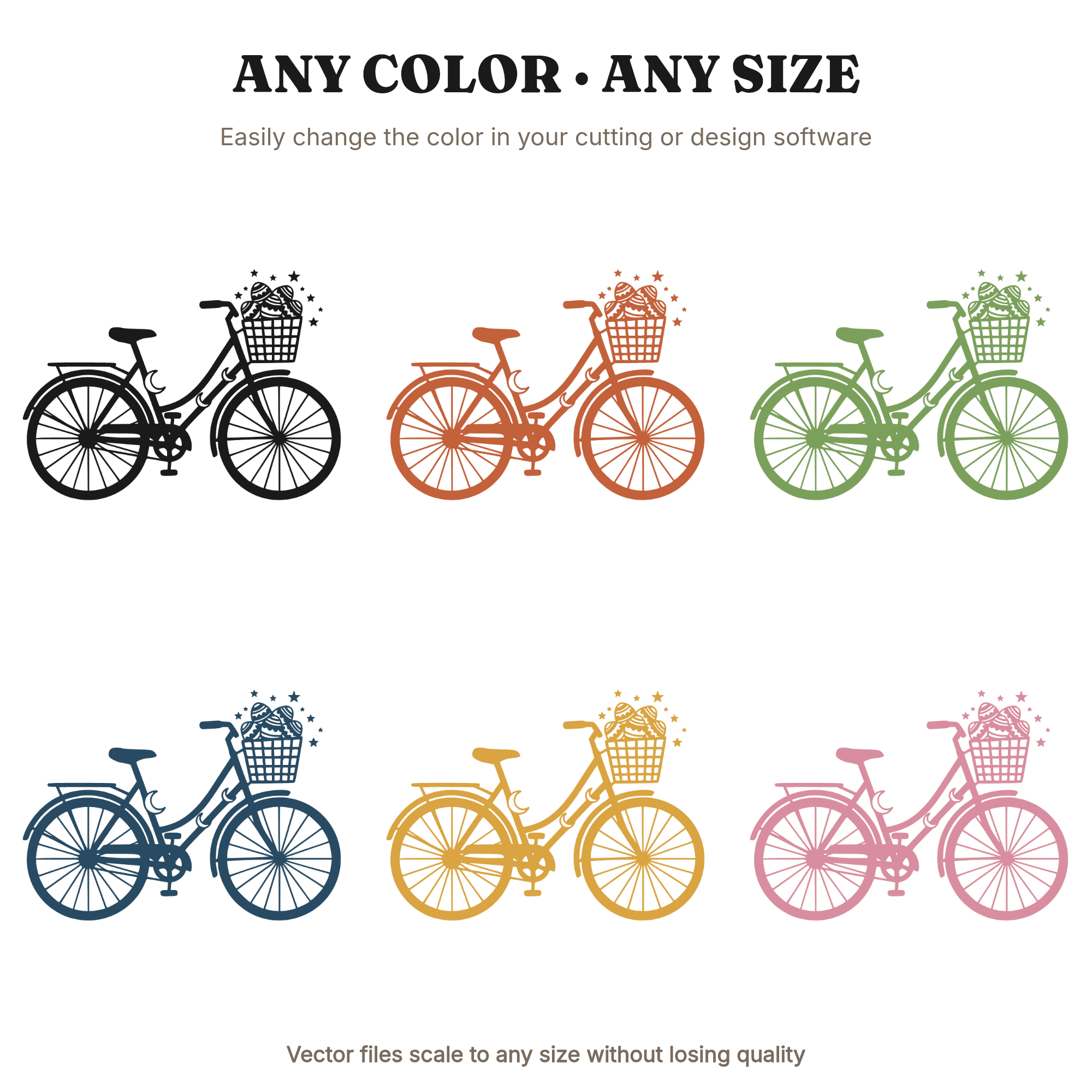 Celestial Easter Bicycle SVG PNG, Mystical Moon Basket with Cosmic Eggs Cut File for Cricut, view 2