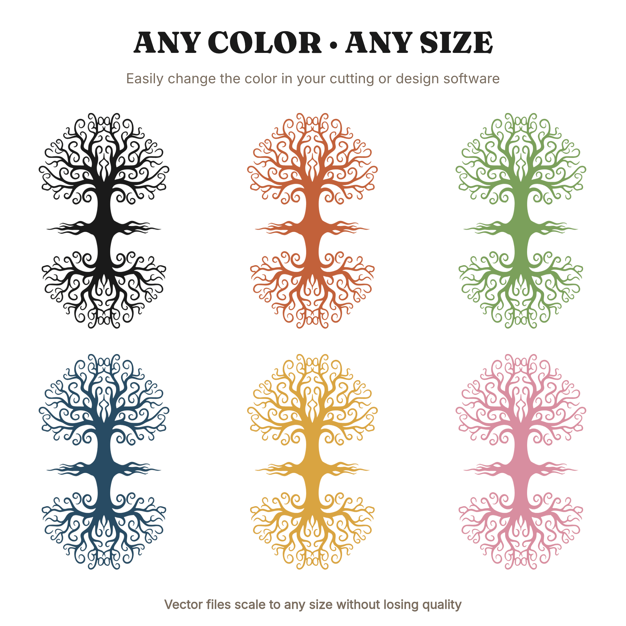 Celestial Symmetry Halloween Tree SVG PNG, Mirrored Roots Branches Cut File, Mystical Bare Tree Silhouette, view 2