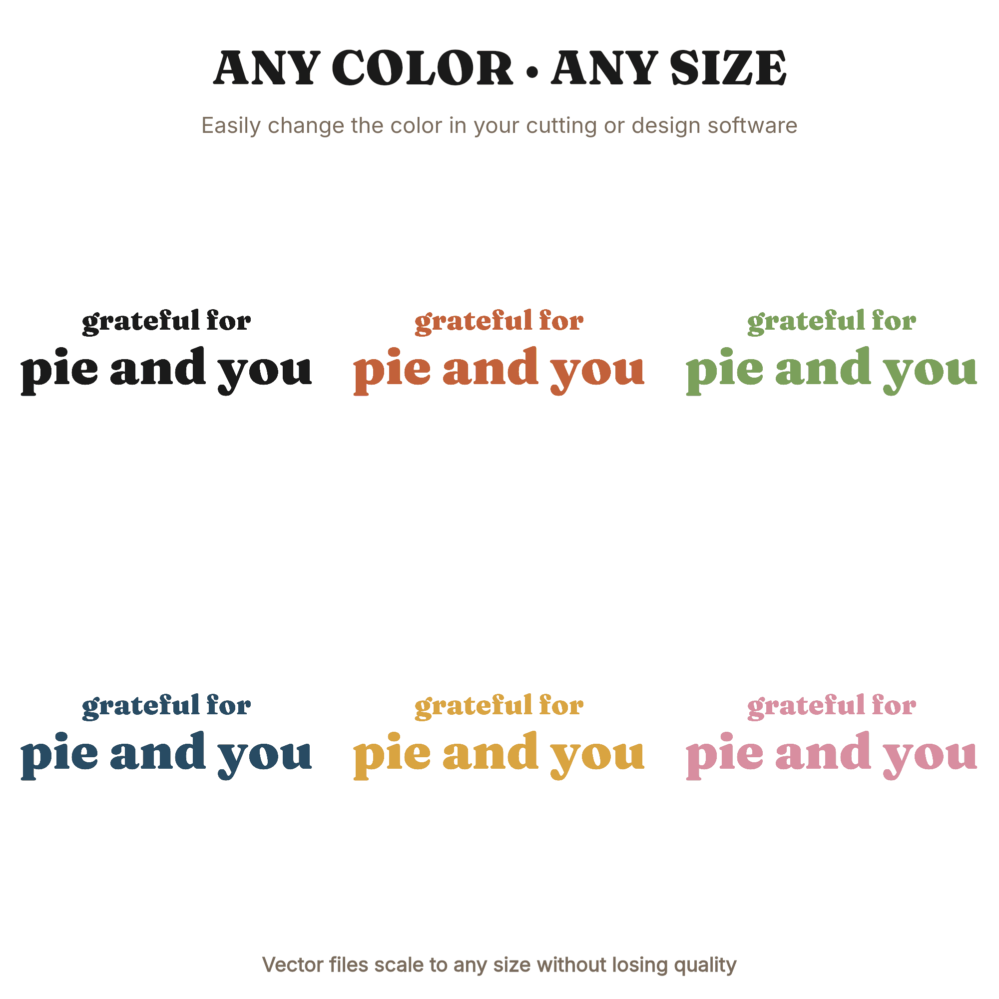 Grateful for Pie SVG PNG, Thanksgiving Hostess Gift Tea Towel Design, Hand Lettered Celestial Pie, view 2