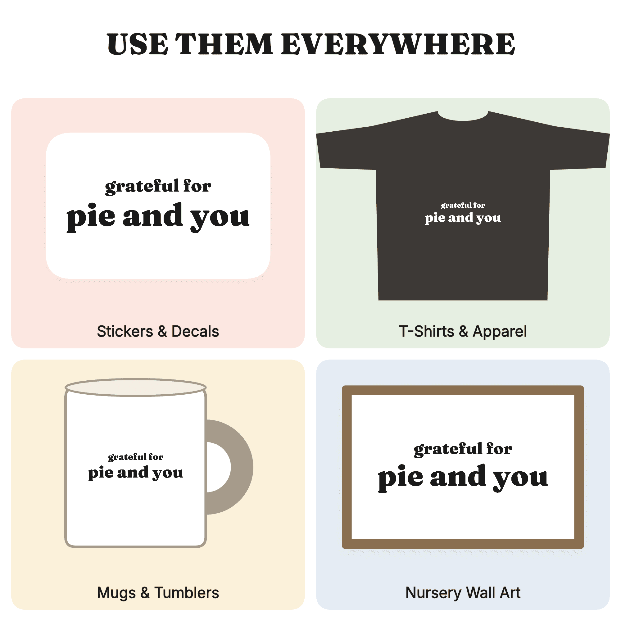 Grateful for Pie SVG PNG, Thanksgiving Hostess Gift Tea Towel Design, Hand Lettered Celestial Pie, view 3
