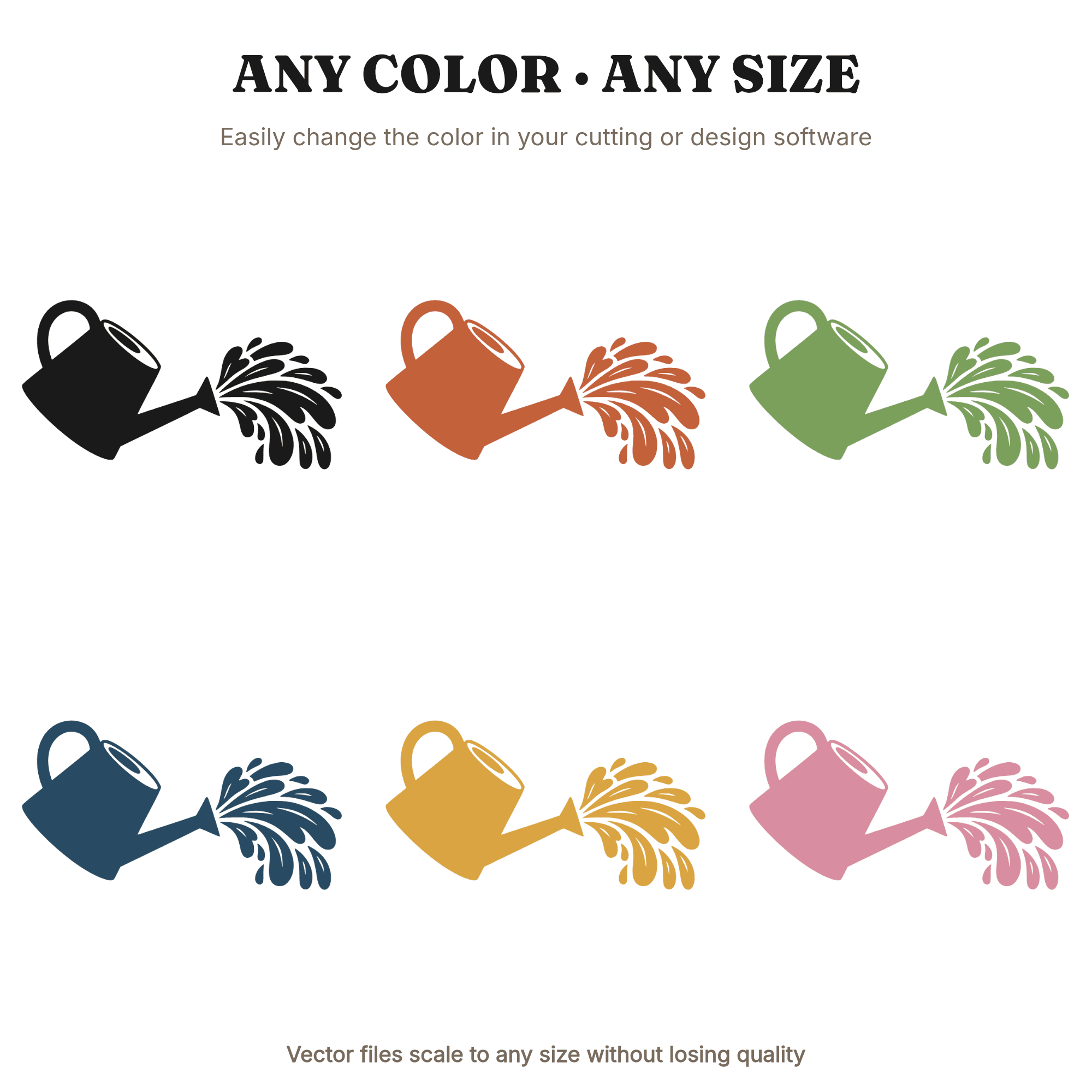Retro Watering Can Pouring Autumn Leaves SVG PNG, 70s Fall Birthday Nursery Wall Art Cut File, view 2