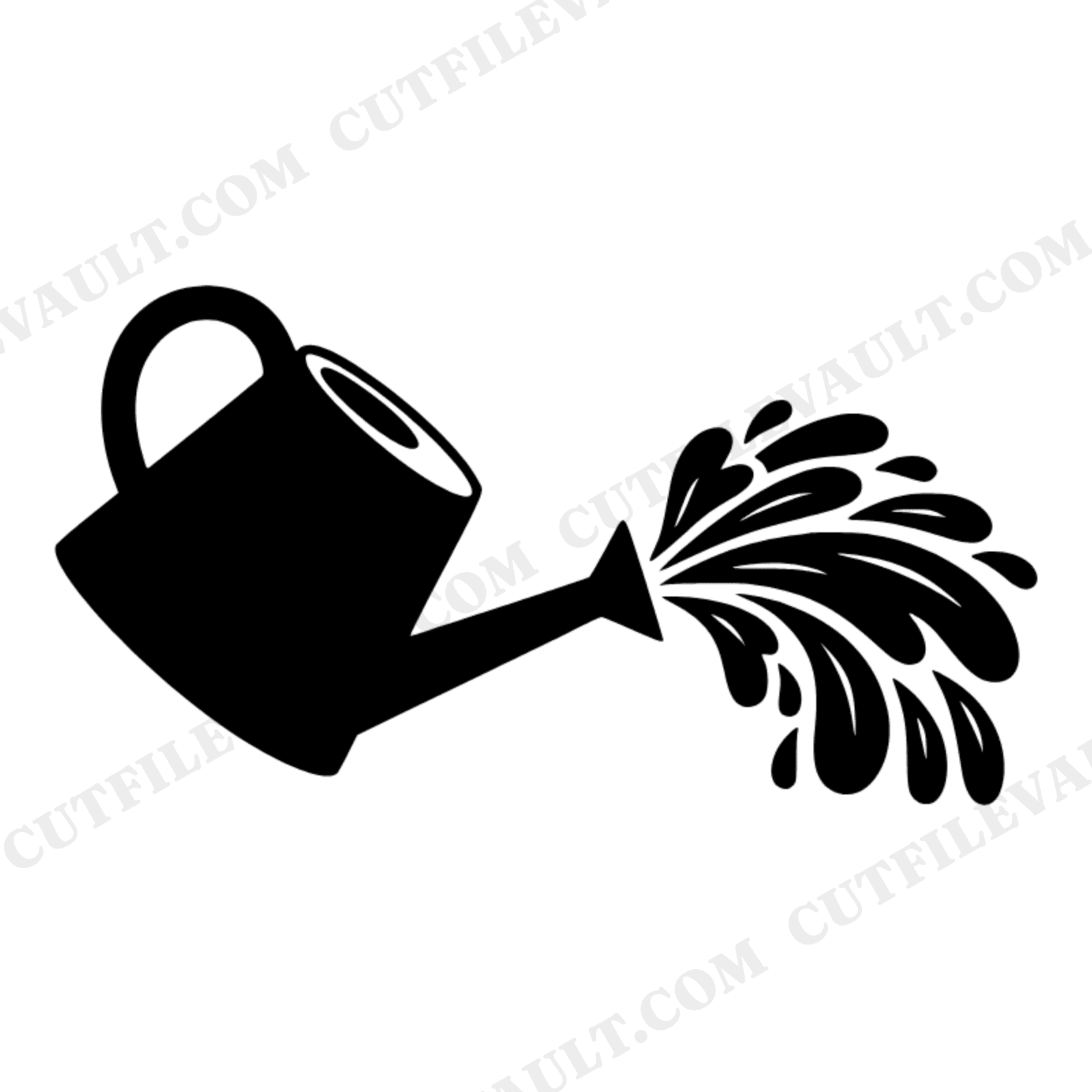 Retro Watering Can Pouring Autumn Leaves SVG PNG, 70s Fall Birthday Nursery Wall Art Cut File, view 1
