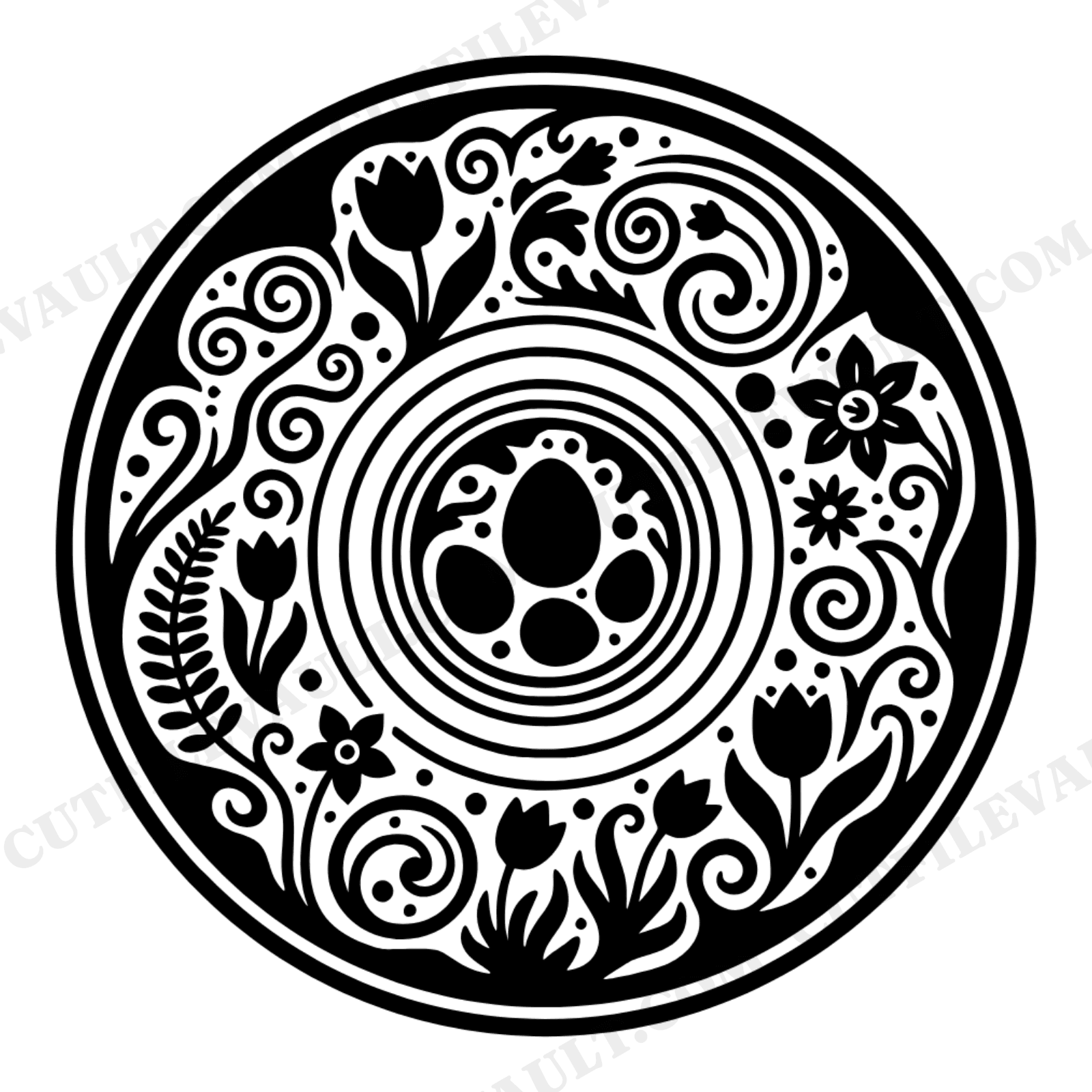 Easter Terrarium Globe SVG PNG, Retro 70s Botanical Overhead View, Resurrection Garden Cut File, view 1