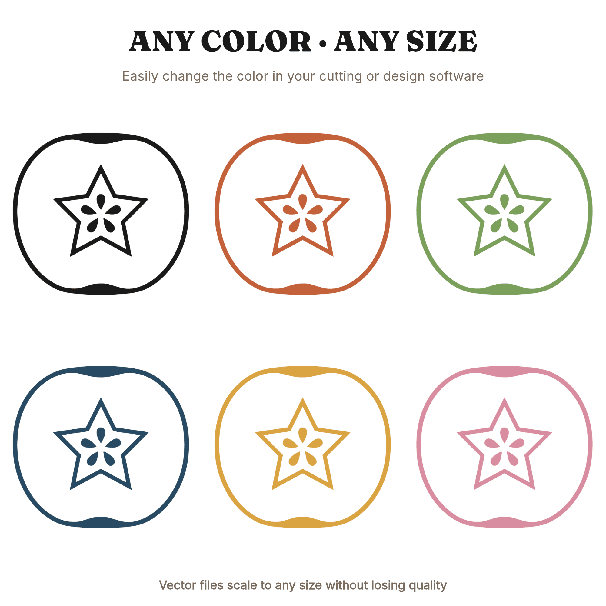 Apple Star Cross Section SVG PNG, Minimalist Teacher Gift Cut File, Mid Century Classroom Decor, view 2