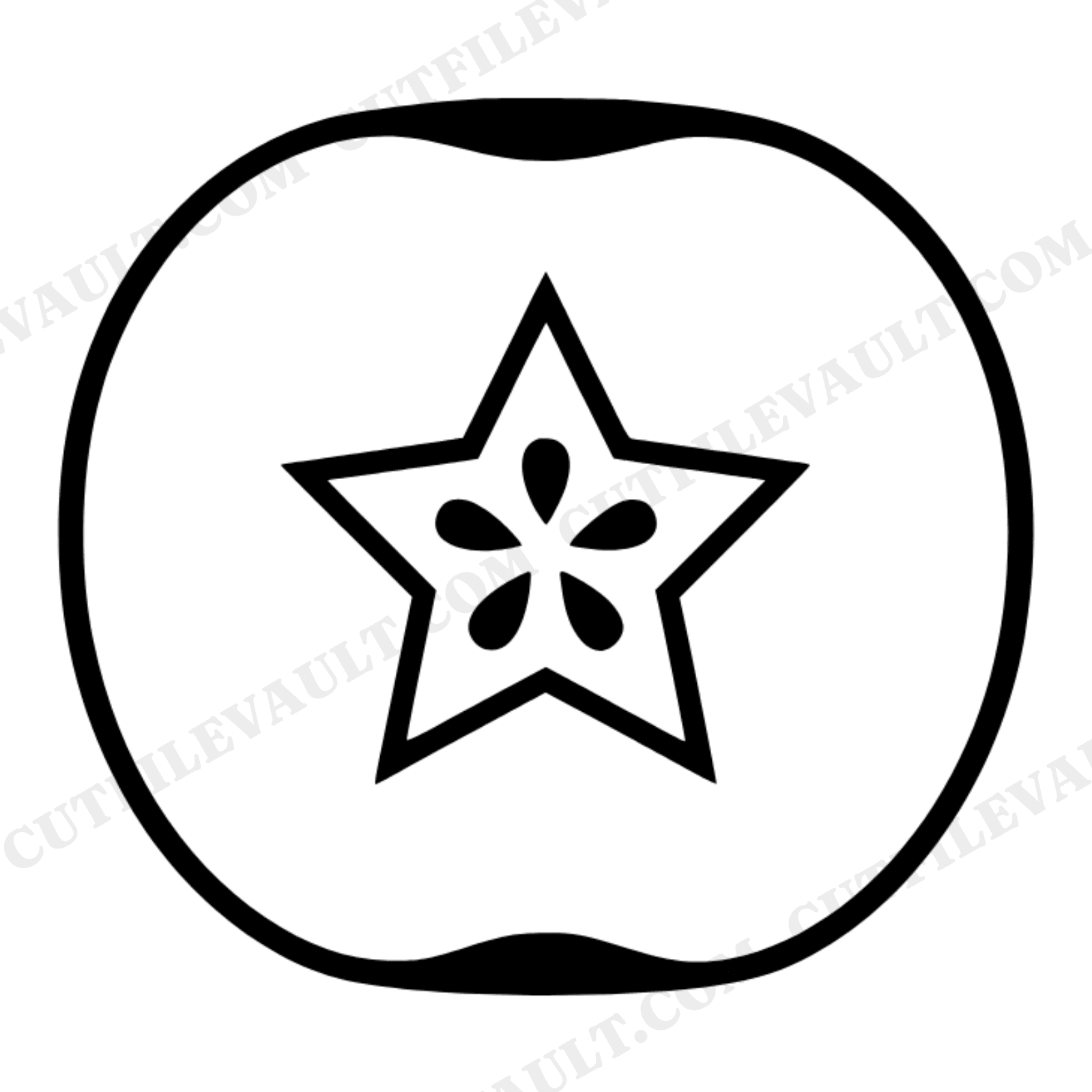 Apple Star Cross Section SVG PNG, Minimalist Teacher Gift Cut File, Mid Century Classroom Decor, view 1