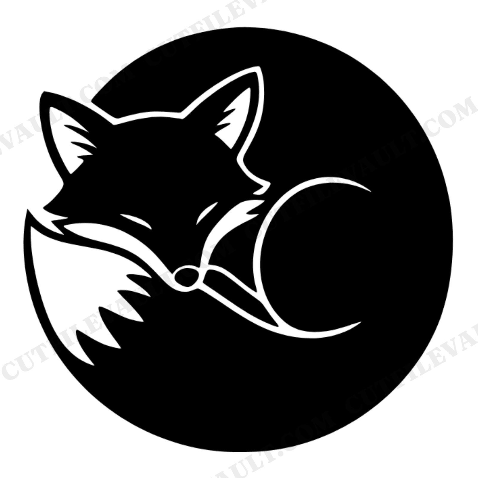 Autumn Fox Cozy Circle Wreath SVG PNG, Sleeping Fox Silhouette Cut File, Fall Blob Design, view 1