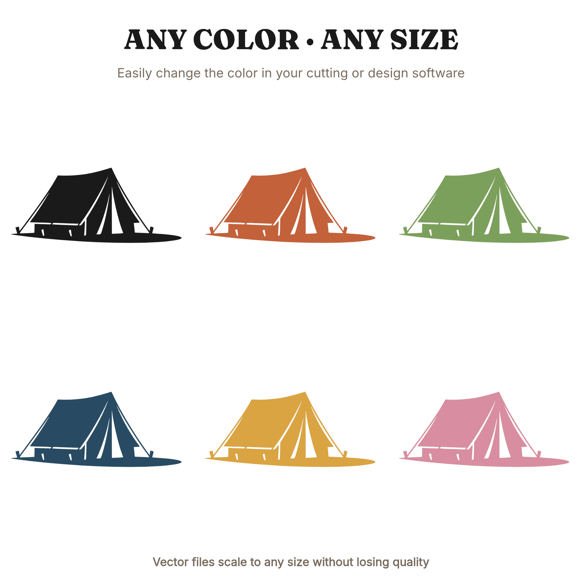 September A-Frame Tent SVG PNG, Retro 70s Camping Tent with Crescent Moon Shadow Cut File, view 2