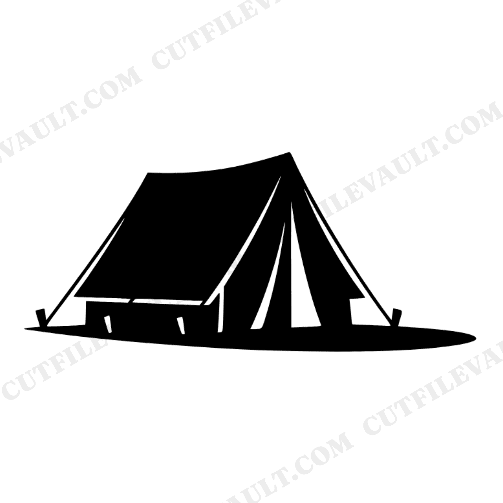 September A-Frame Tent SVG PNG, Retro 70s Camping Tent with Crescent Moon Shadow Cut File, view 1