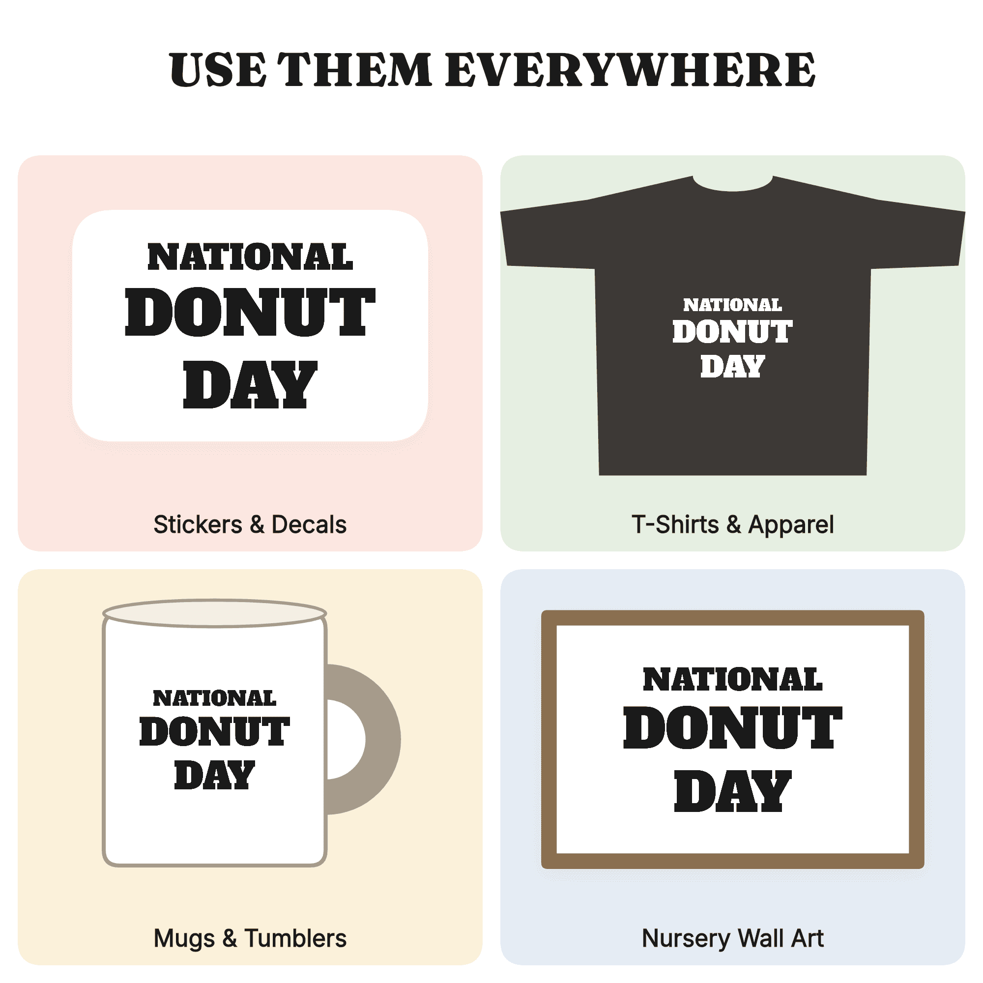 National Donut Day SVG PNG, Art Deco Donut Stack Cut File, Bakery Sign, Kitchen Decor, Cafe Window Decal, view 3