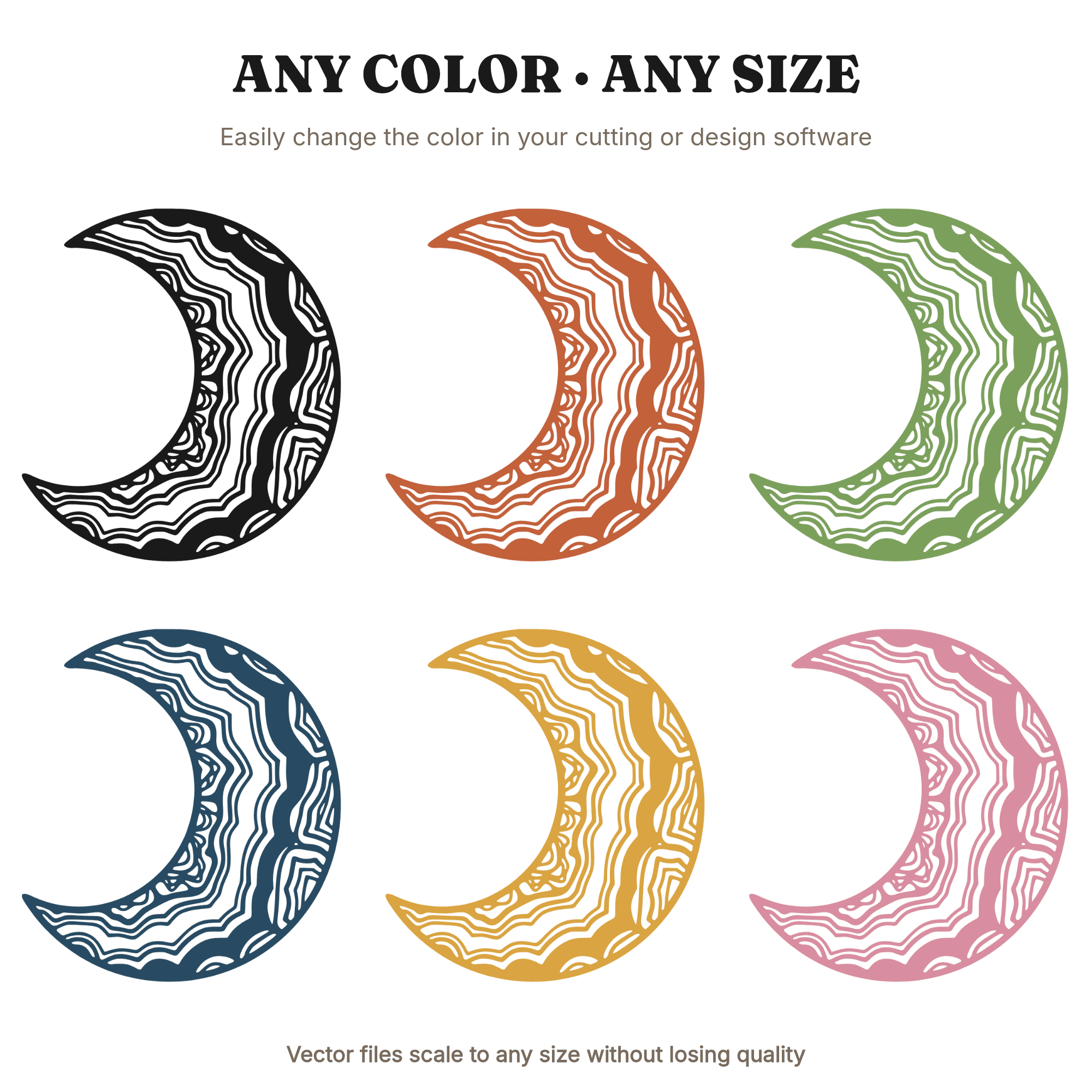 Celestial Geode Crescent Moon SVG PNG, Boho Halloween Silhouette Cut File, Mystical Crystal Moon, view 2
