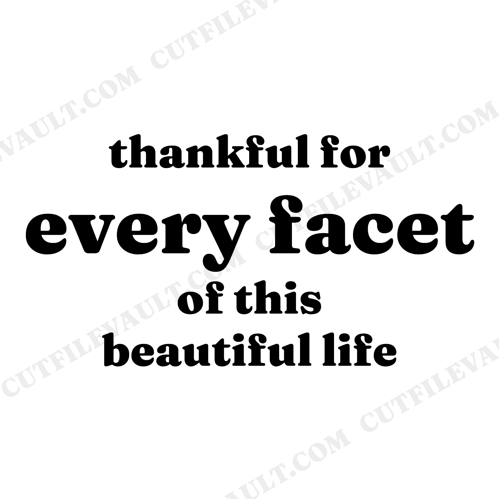 Thankful for Every Facet Diamond SVG PNG, Gratitude Thanksgiving Stained Glass Cut File Design
