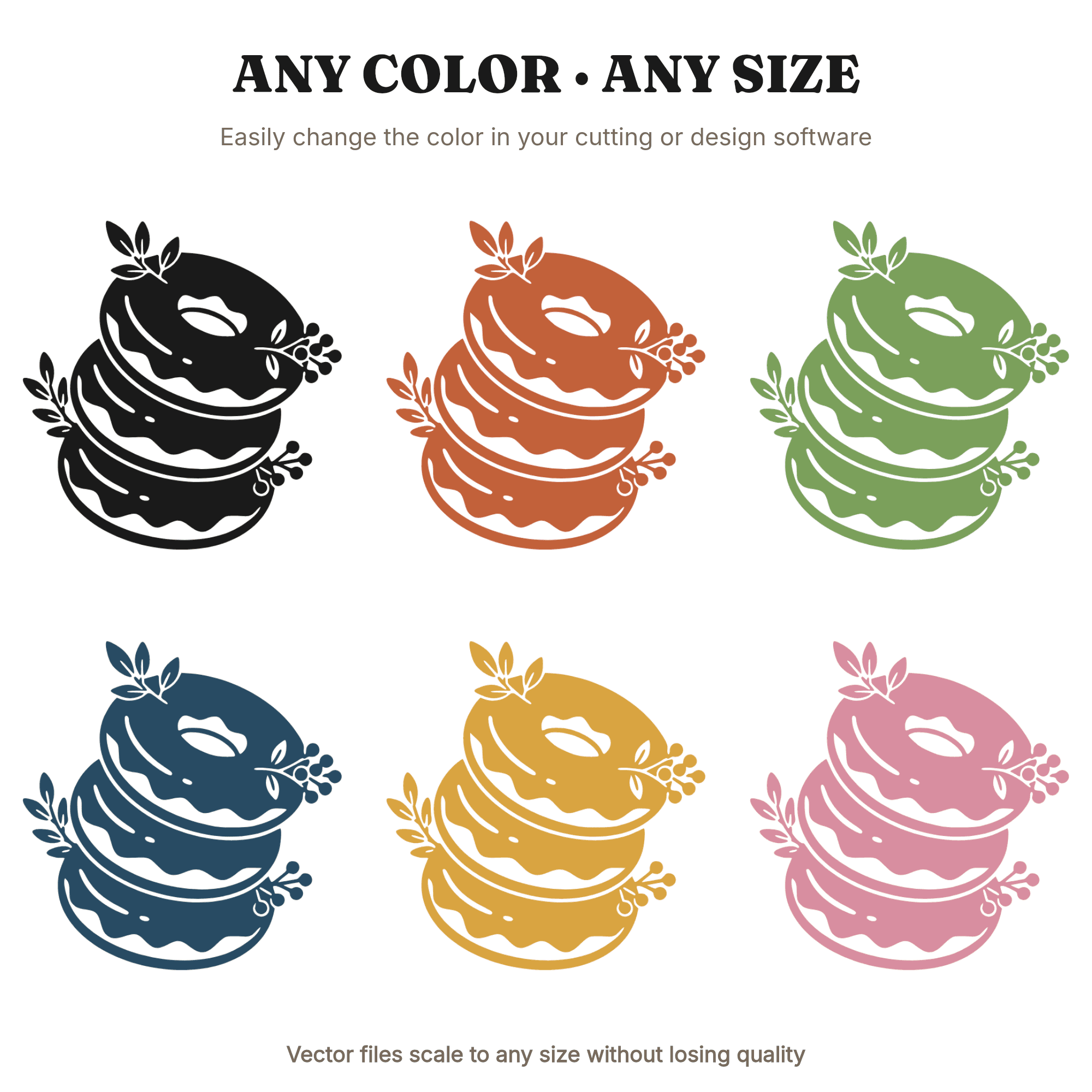 Fall Donuts SVG PNG, Stacked Donuts Cut File, Autumn Baking Clipart, Vintage Botanical Kitchen Decor, view 2