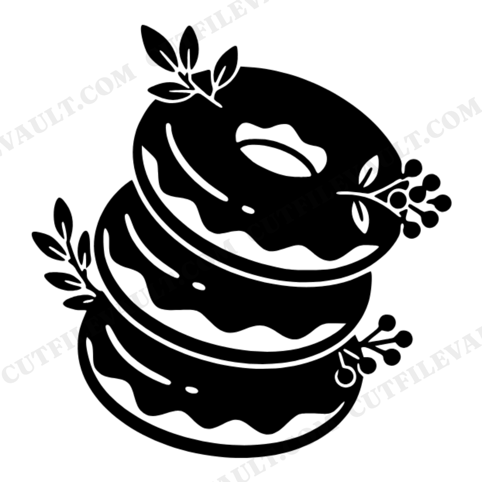 Fall Donuts SVG PNG, Stacked Donuts Cut File, Autumn Baking Clipart, Vintage Botanical Kitchen Decor, view 1