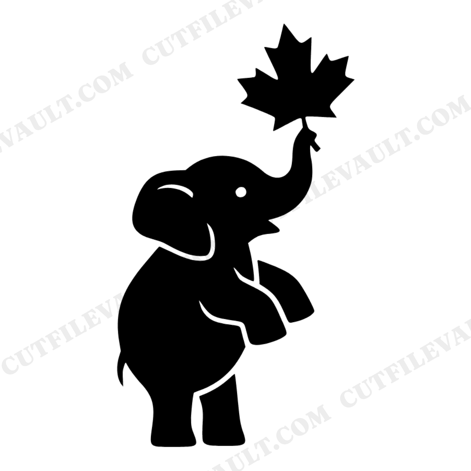 Baby Elephant Fall Leaf SVG PNG, Autumn Nursery Silhouette Cut File, Kids Room Decor Design, view 1