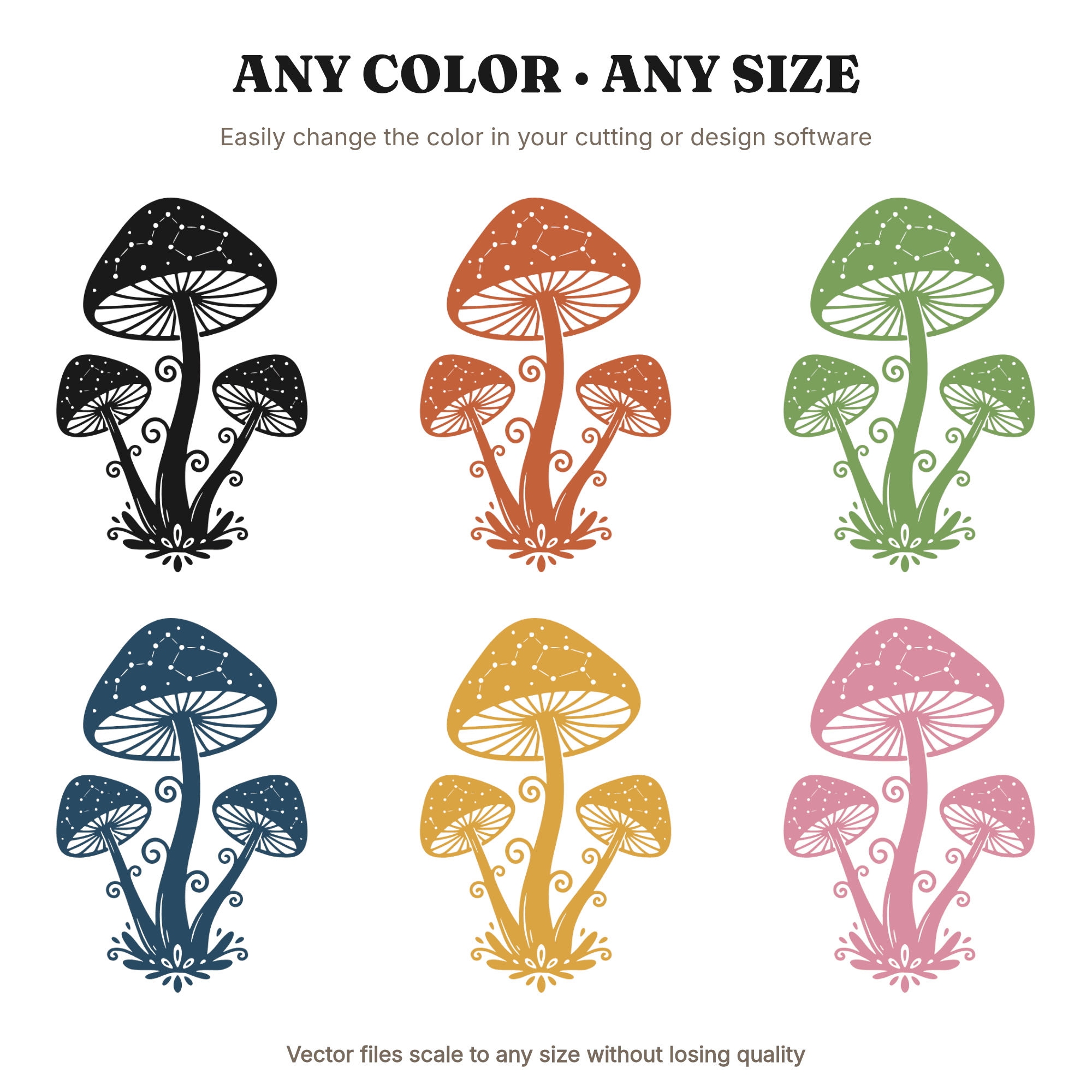Celestial Mushroom SVG, Boho Star Chart Constellation Mushroom PNG, Triangle Formation Cut File, view 2