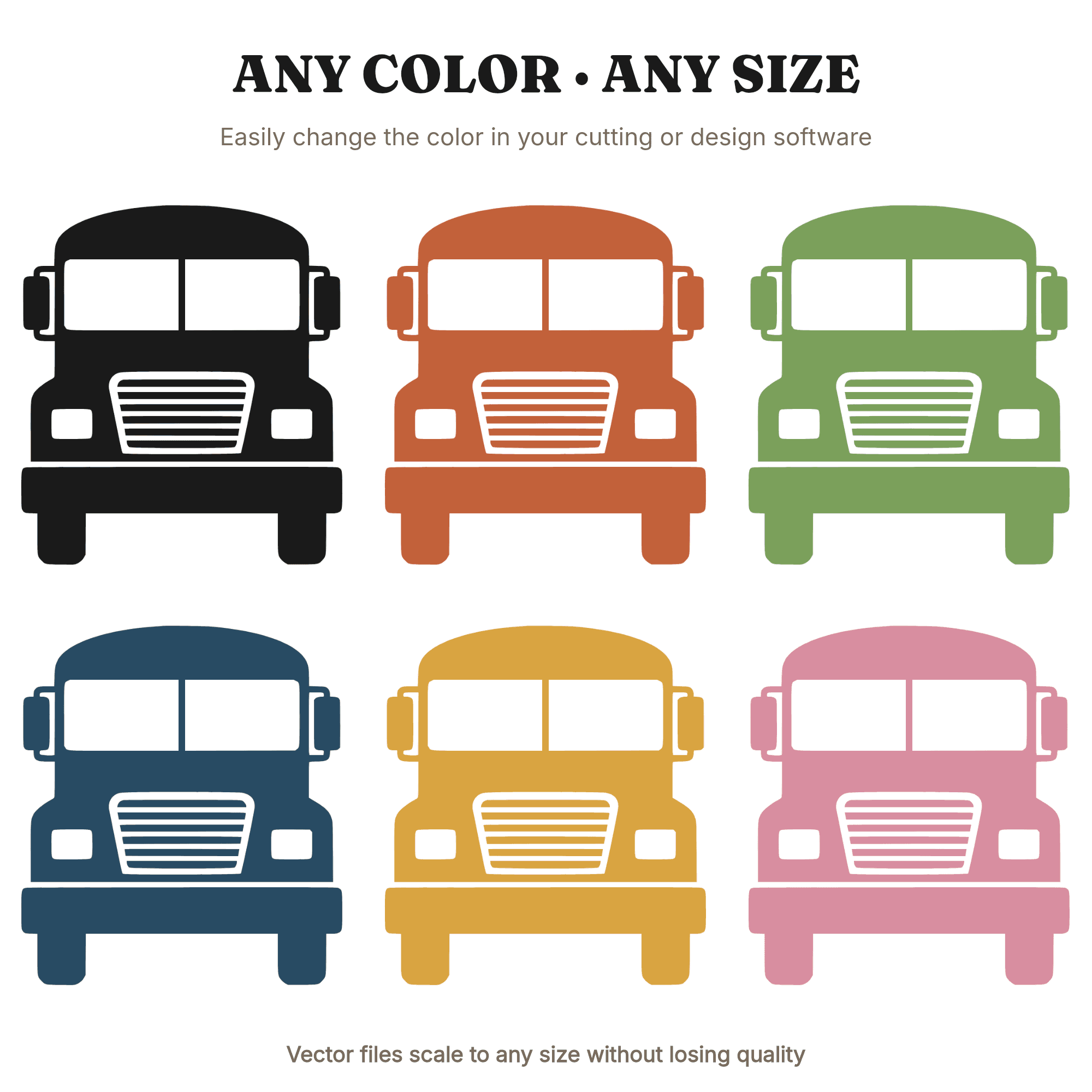 Art Deco School Bus SVG PNG, Front View Silhouette, Back to School Cut File, Vintage Bus Design, view 2