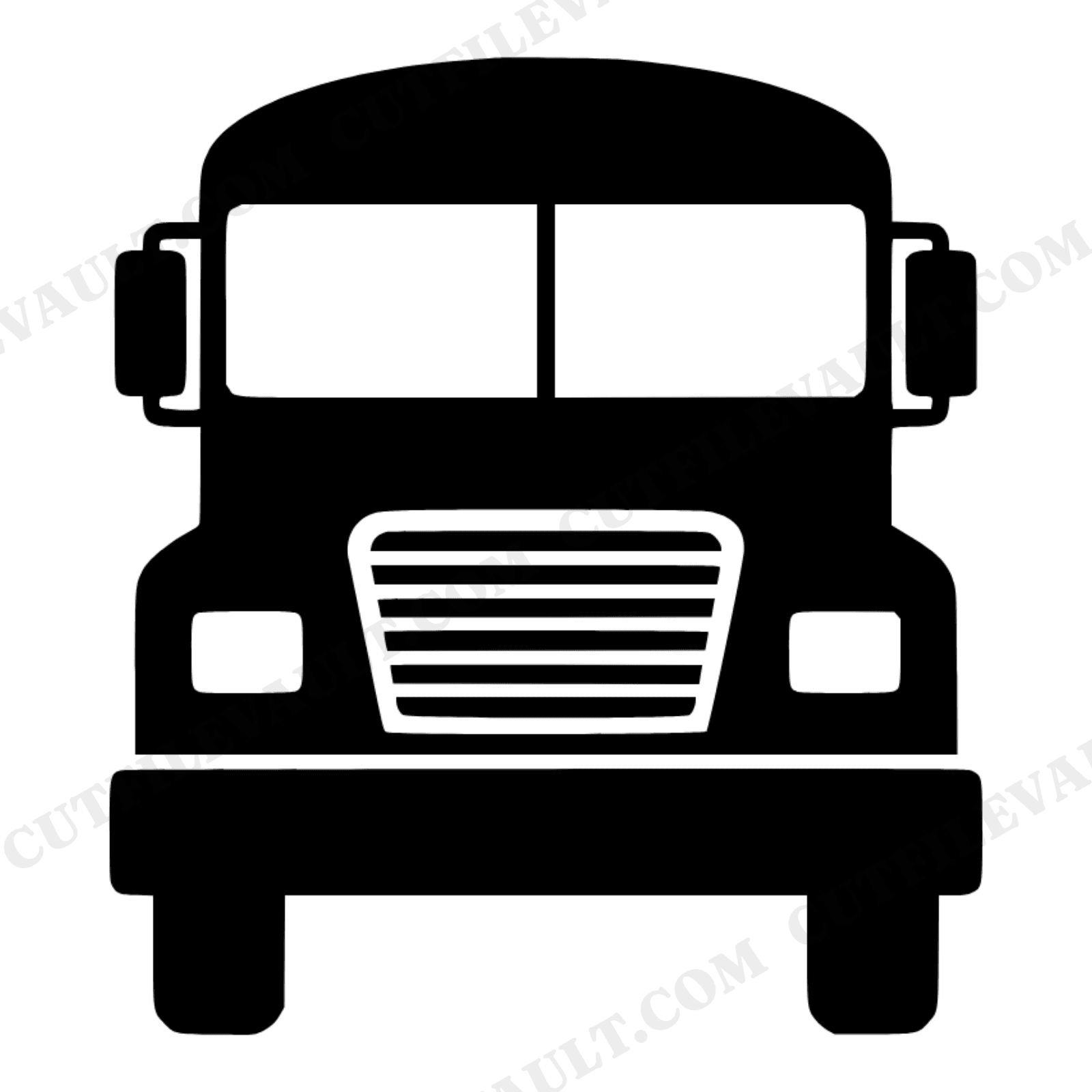 Art Deco School Bus SVG PNG, Front View Silhouette, Back to School Cut File, Vintage Bus Design, view 1