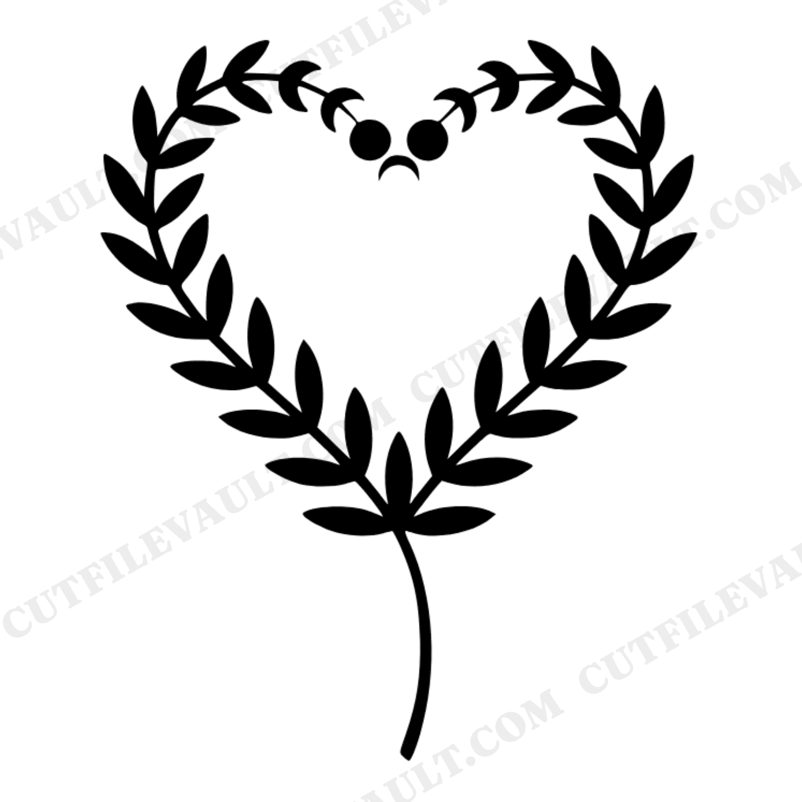 Celestial Fern Heart SVG PNG, Mystical Moon Phases Botanical Cut File, Nature Lover Valentine Design, view 1