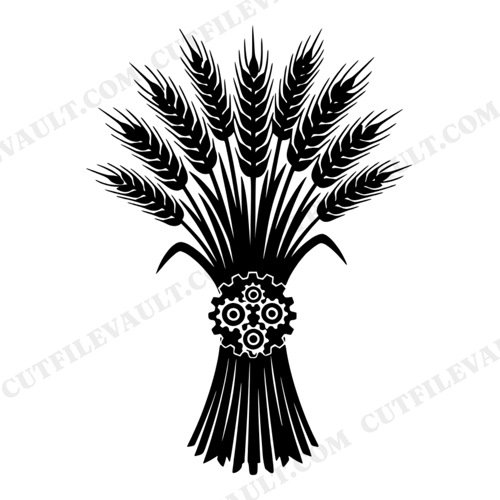 Steampunk Wheat Sheaf SVG PNG, Cottagecore Harvest Bundle with Gear Clasp Cut File for Cricut, view 1