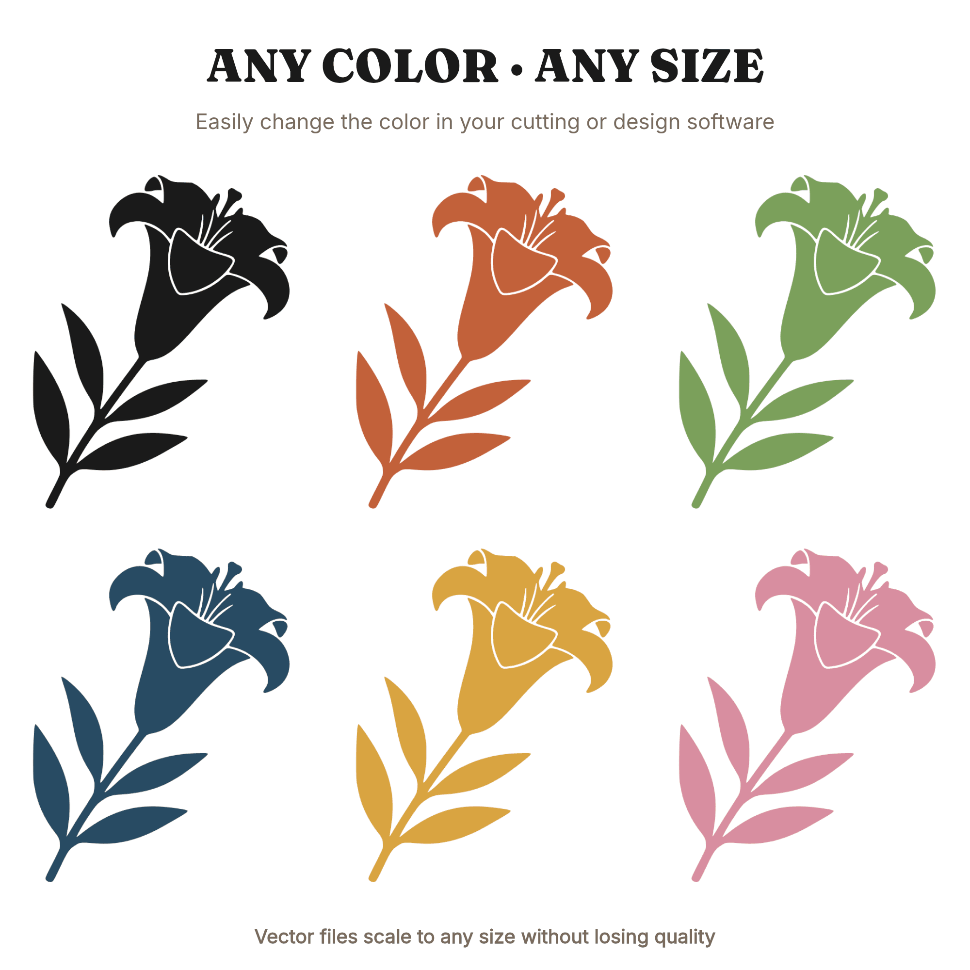 Easter Lily SVG PNG, Single Bloom Silhouette, Diagonal Stem Flower Cut File, Spring Religious Decor, view 2