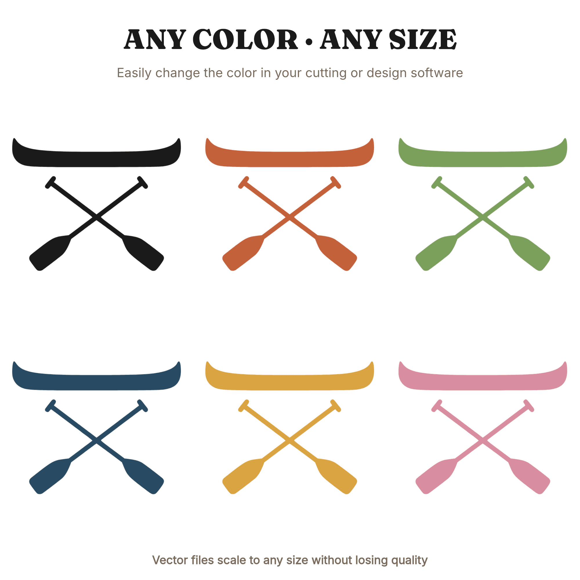 Nordic Canoe and Crossed Paddles SVG PNG, Overhead View Lake House Wall Art, Scandinavian Line Art, view 2