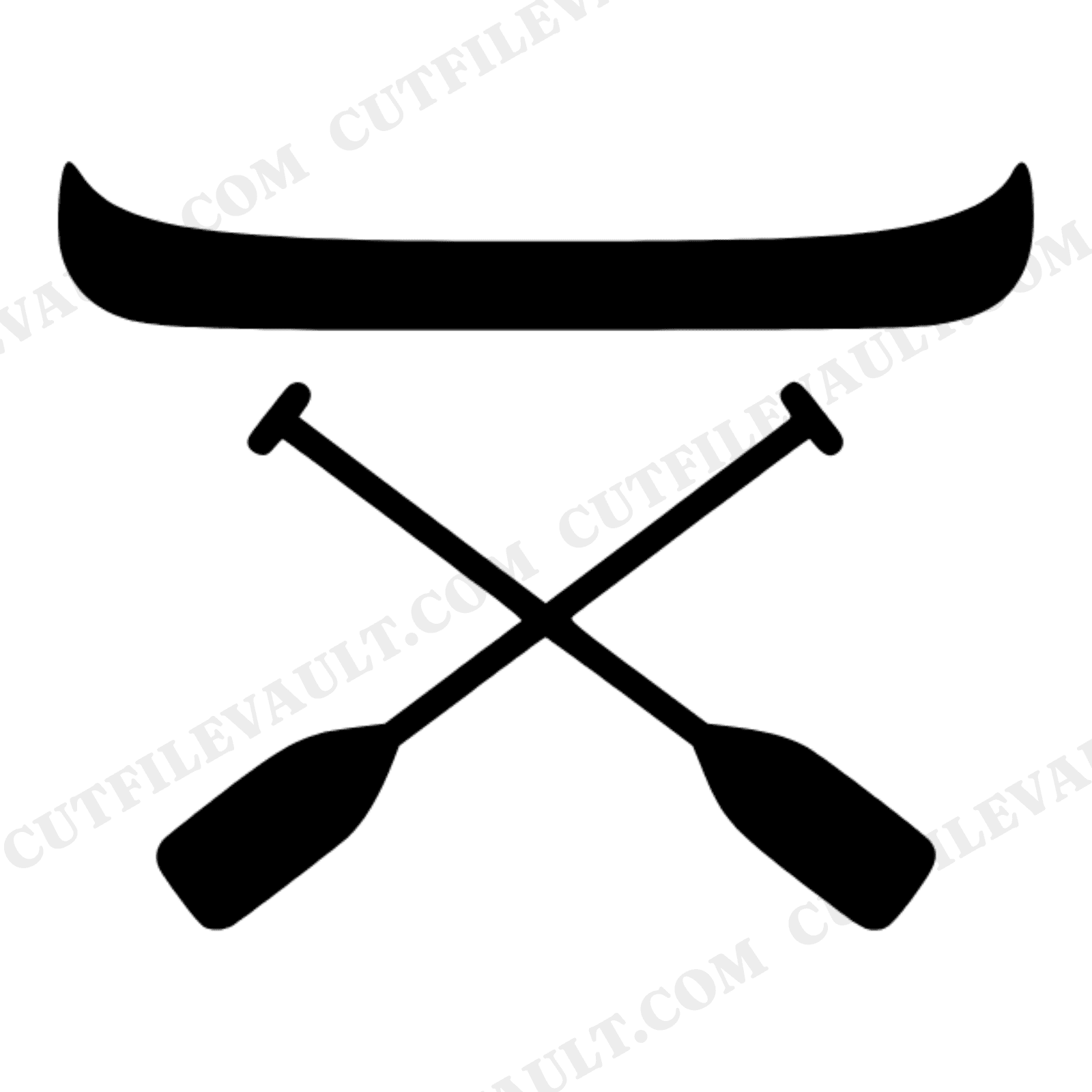 Nordic Canoe and Crossed Paddles SVG PNG, Overhead View Lake House Wall Art, Scandinavian Line Art, view 1