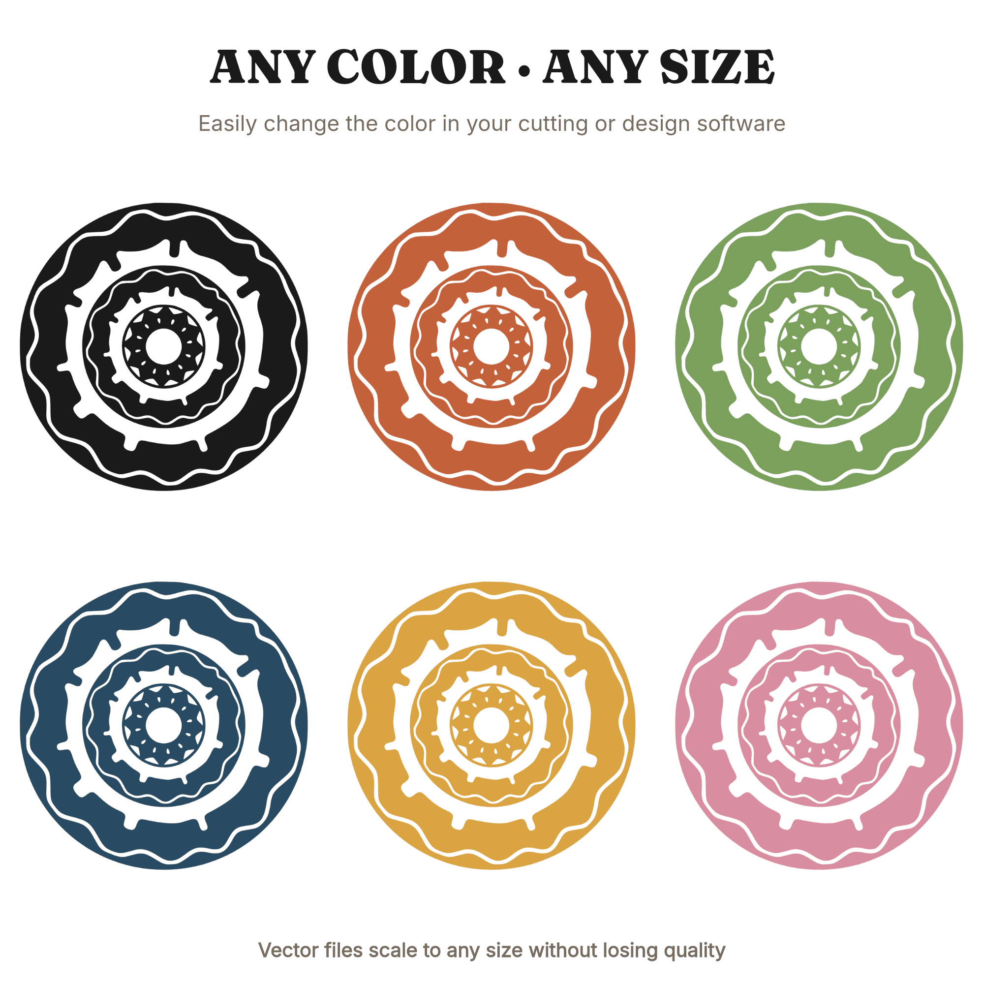 Easter Donut Trio SVG, Concentric Rings Cut File, Spring Bakery PNG, Overhead Donut Design, view 2