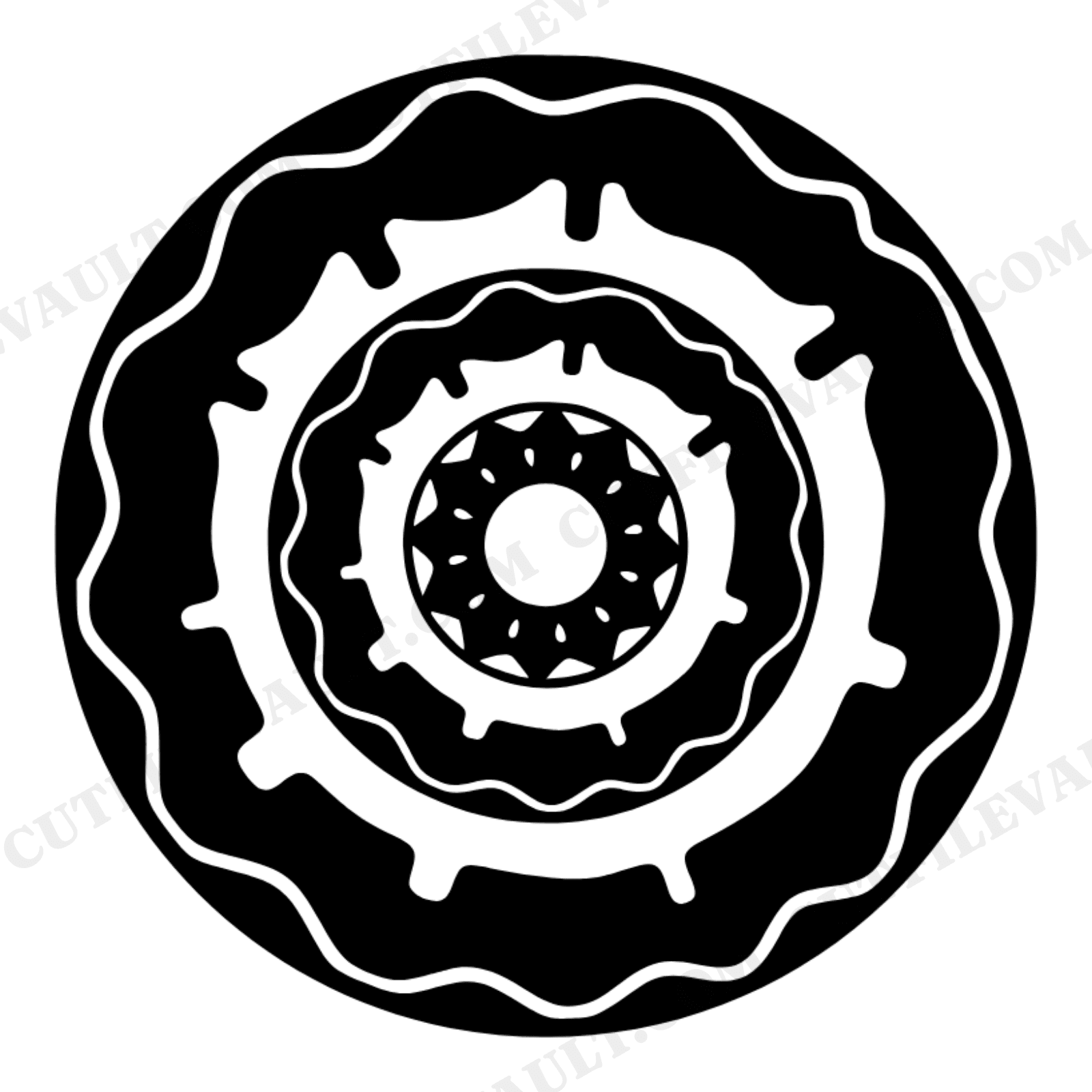 Easter Donut Trio SVG, Concentric Rings Cut File, Spring Bakery PNG, Overhead Donut Design, view 1