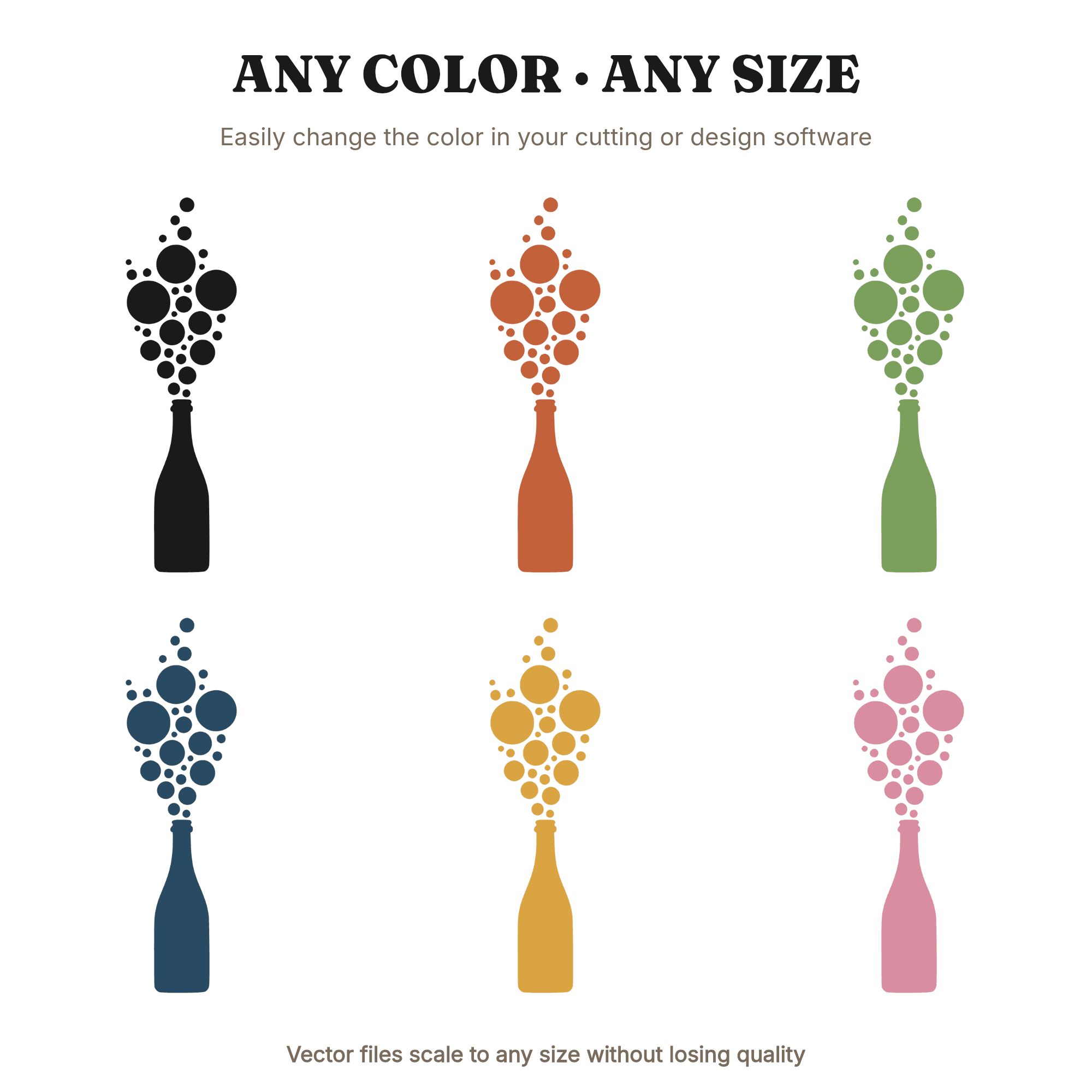 Champagne Bottle SVG, Y2K Chrome Bubbles PNG, Halloween Party Cut File, Gothic Celebration Design, view 2