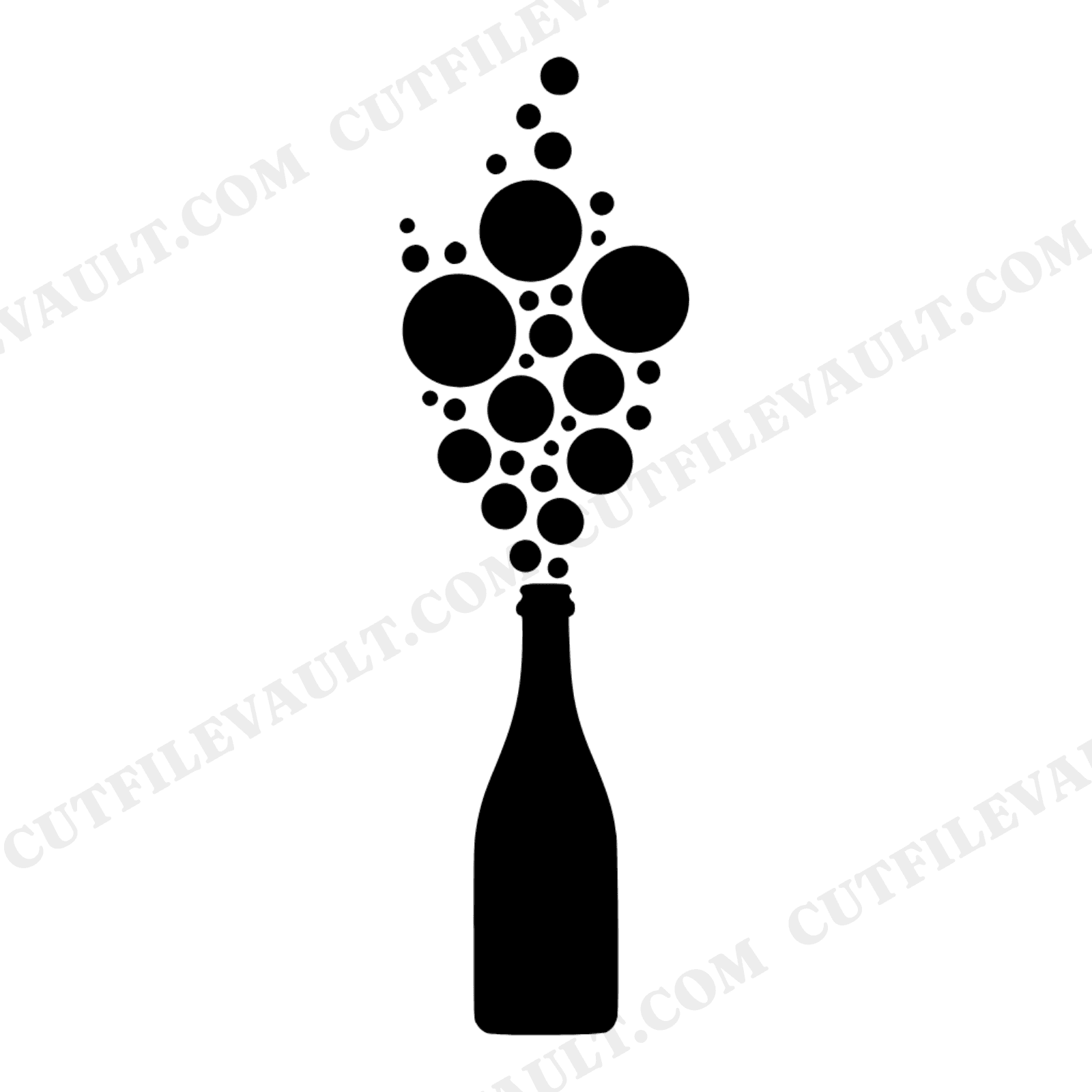 Champagne Bottle SVG, Y2K Chrome Bubbles PNG, Halloween Party Cut File, Gothic Celebration Design, view 1