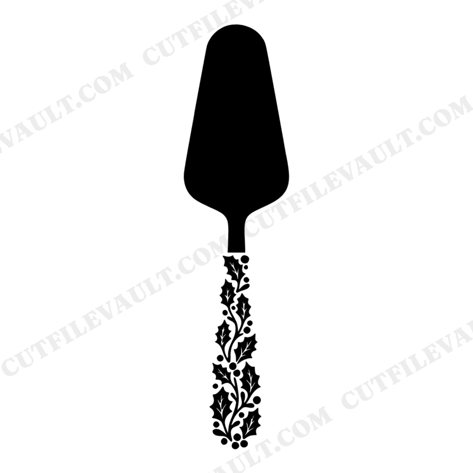 Holly Berry Pie Server SVG, Christmas Baking Silhouette PNG, Boho Holiday Kitchen Cut File, view 1