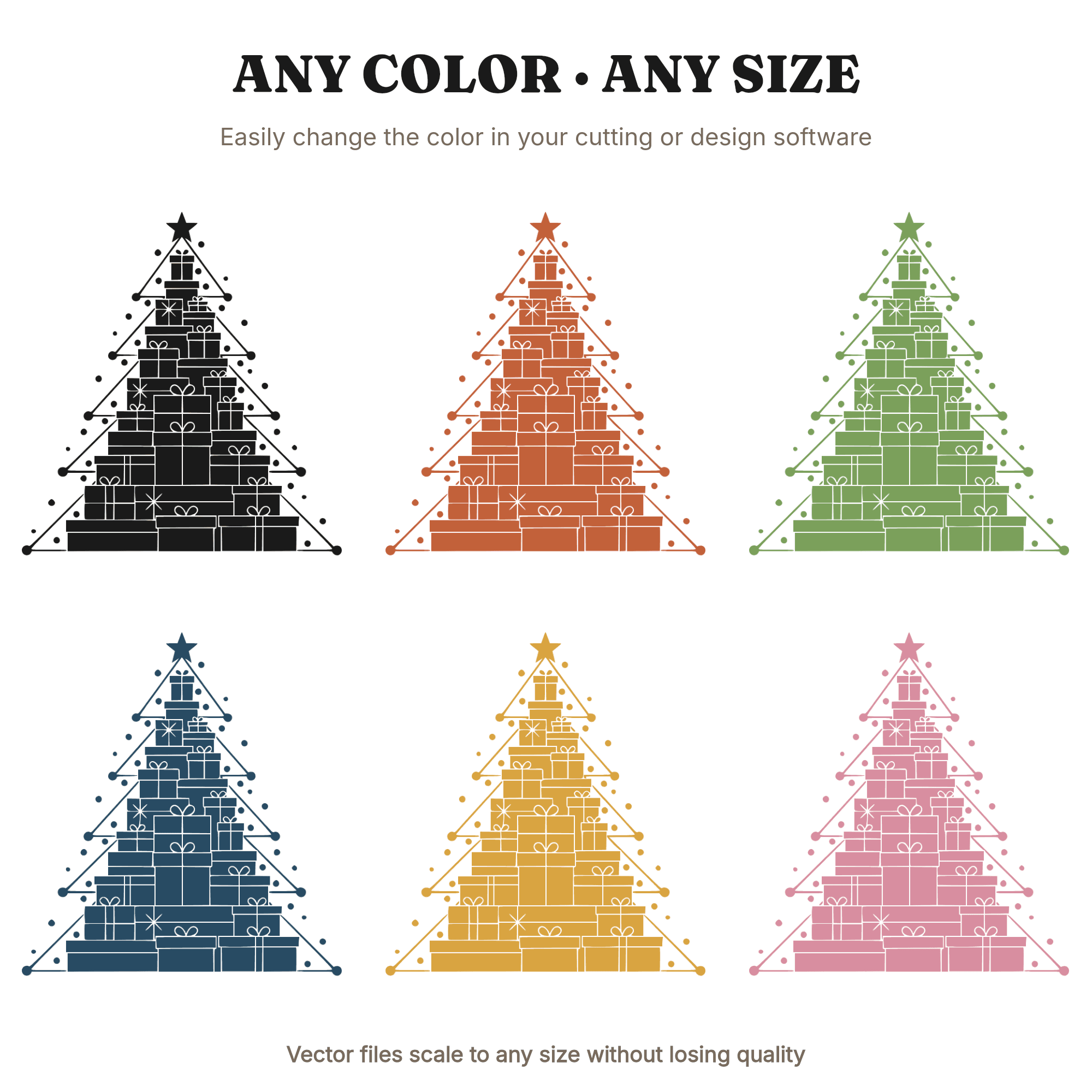 Celestial Christmas Tree Gift Box Pyramid SVG PNG, Vintage Botanical Constellation Star Tree Cut File, view 2