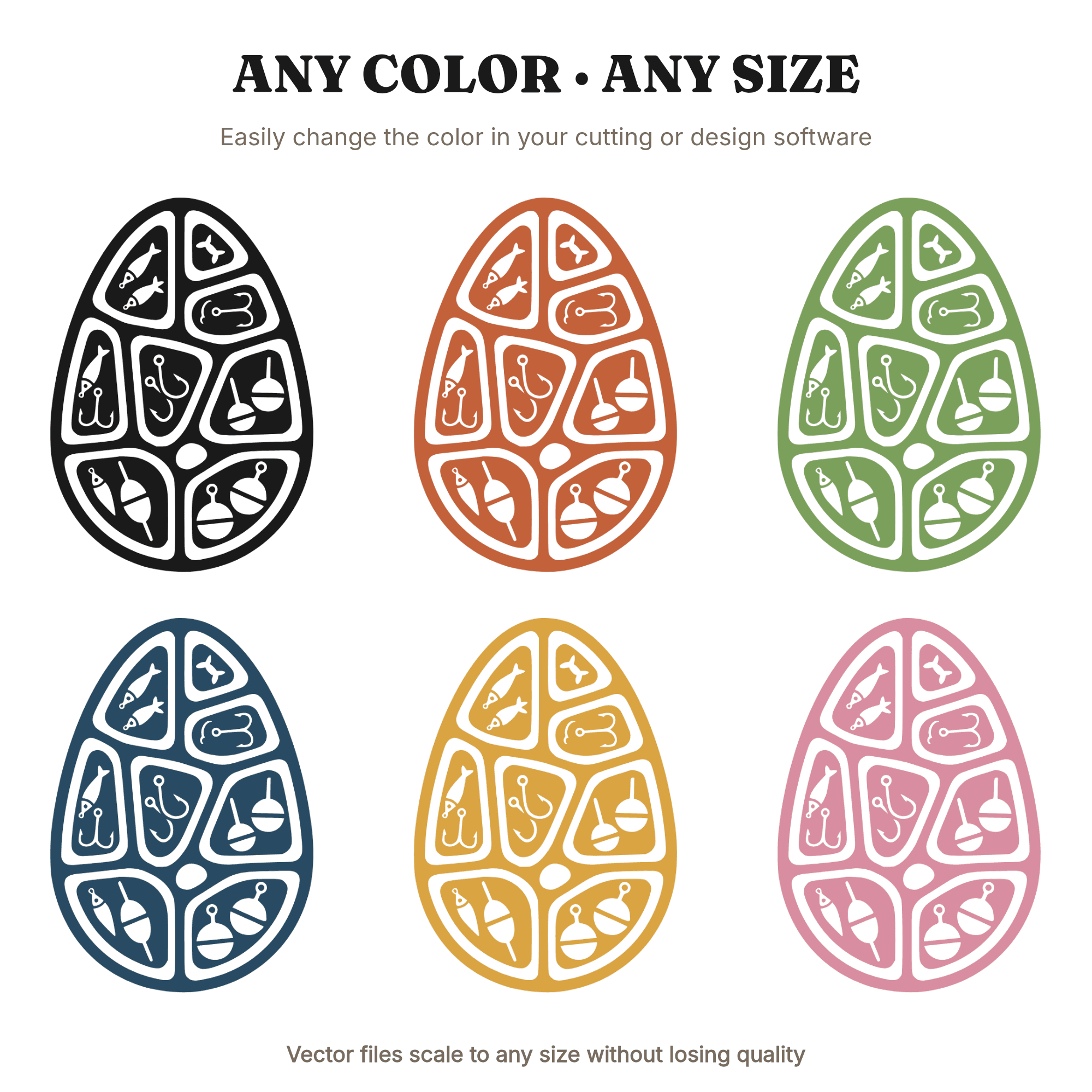 Vintage Easter Egg Tackle Box SVG PNG, Fishing Tackle Silhouette, Retro Outdoorsman Spring Cut File, view 2