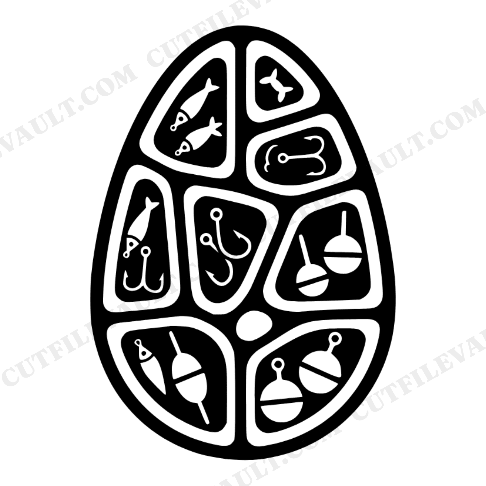 Vintage Easter Egg Tackle Box SVG PNG, Fishing Tackle Silhouette, Retro Outdoorsman Spring Cut File, view 1