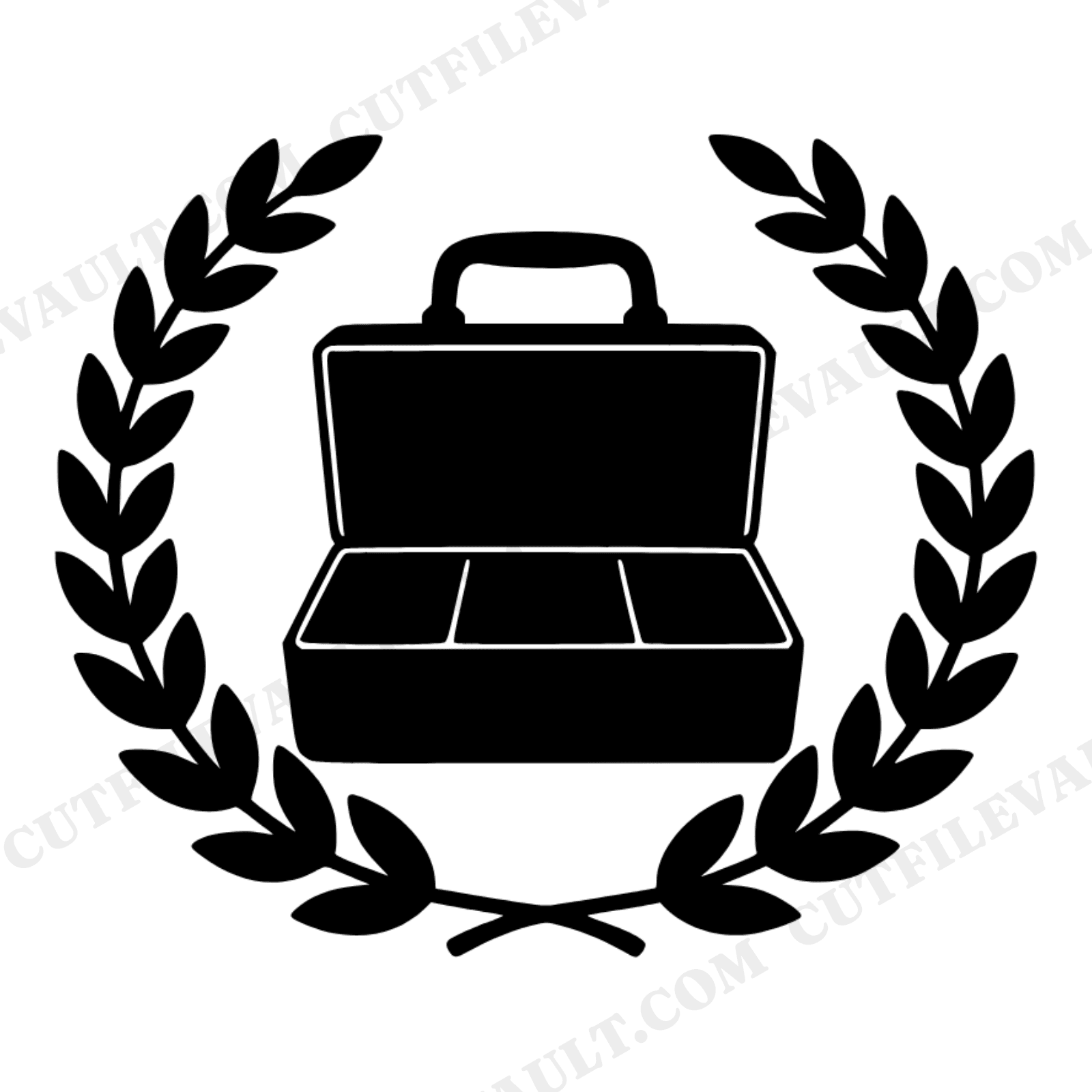 Craftsman Toolbox SVG, Botanical Laurel Wreath PNG, Back to School Cut File, Vintage Tool Box, view 1