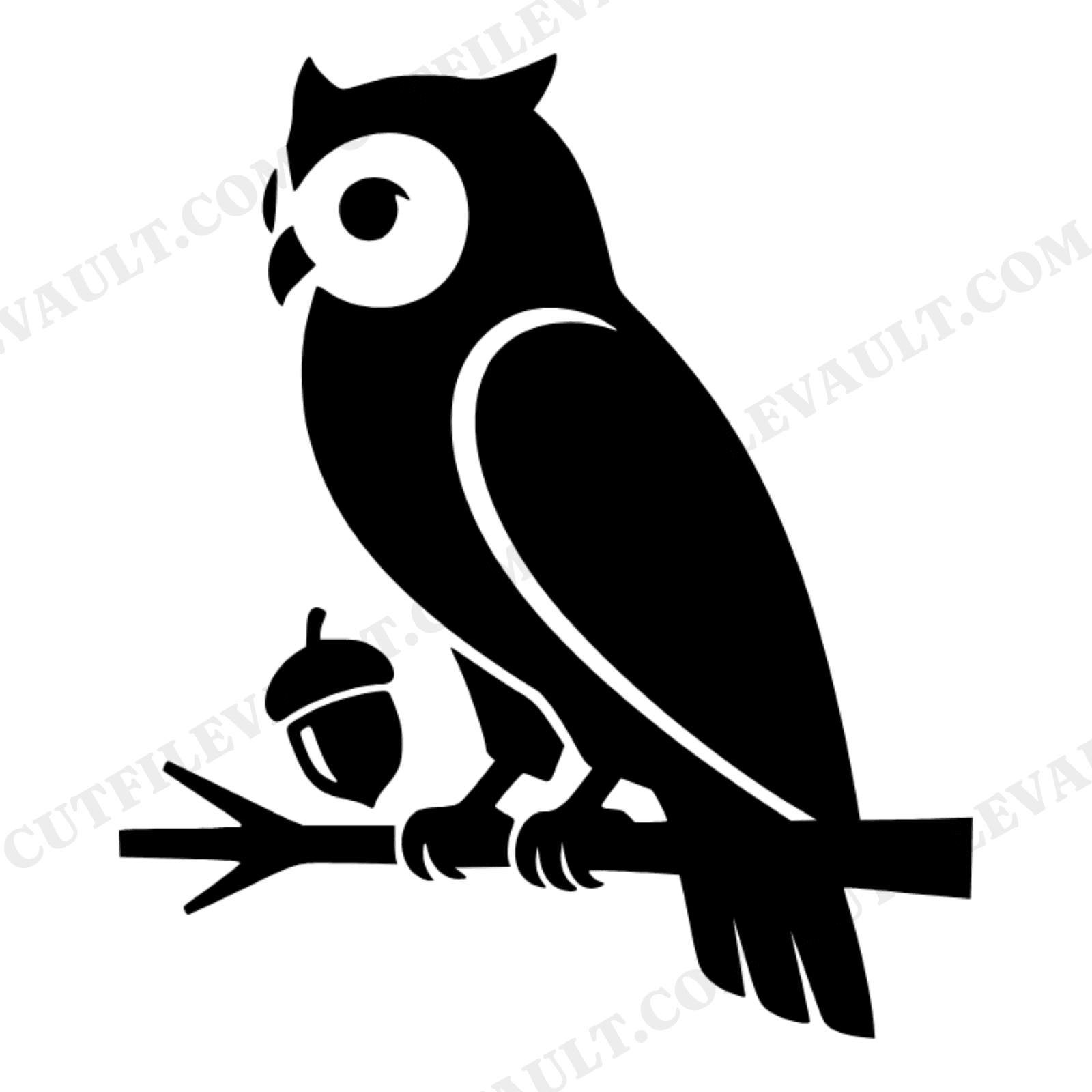 Wise Owl SVG, Woodland Owl with Acorn PNG, Mid Century Owl Cut File, Teacher Gift SVG, view 1