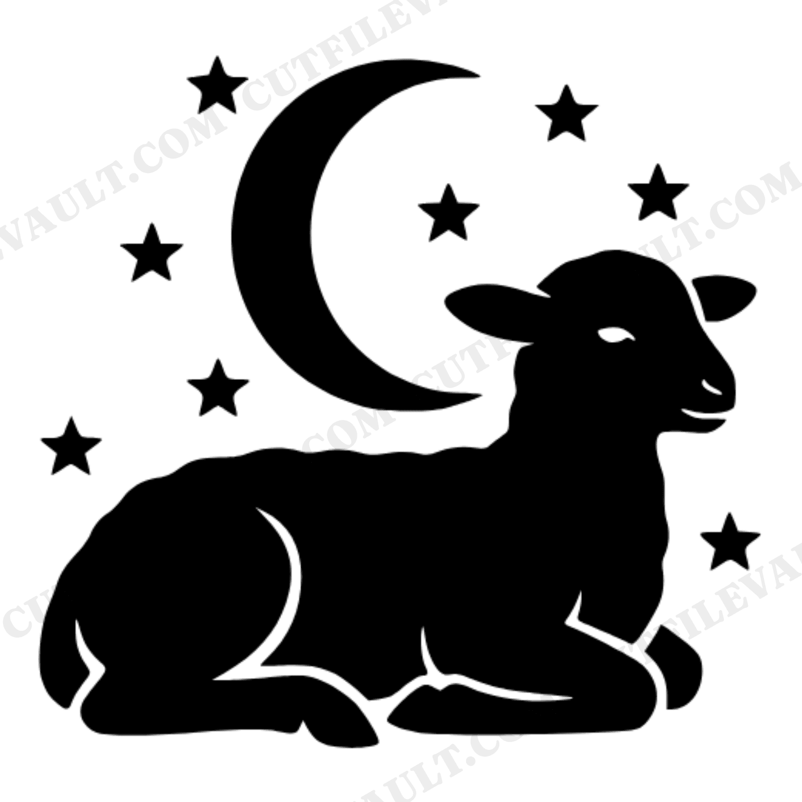 Celestial Easter Lamb SVG PNG, Mystical Vintage Lamb Silhouette Cut File, Spring Farmhouse Decor, view 1
