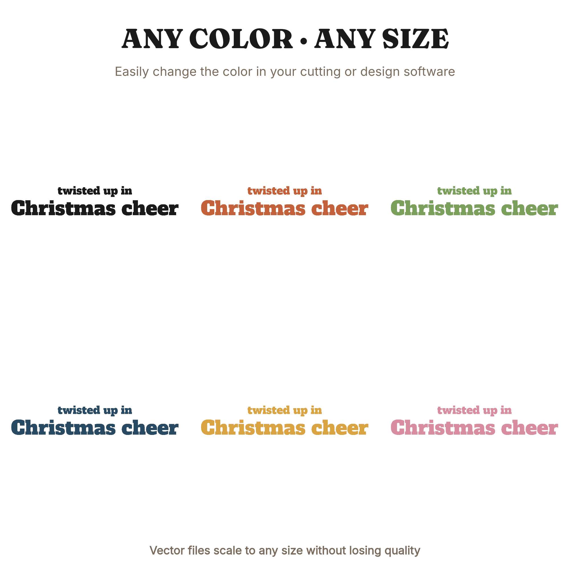 Twisted Up in Christmas Cheer SVG PNG, Retro Holiday Phrase Cut File, Christmas Saying Design, view 2