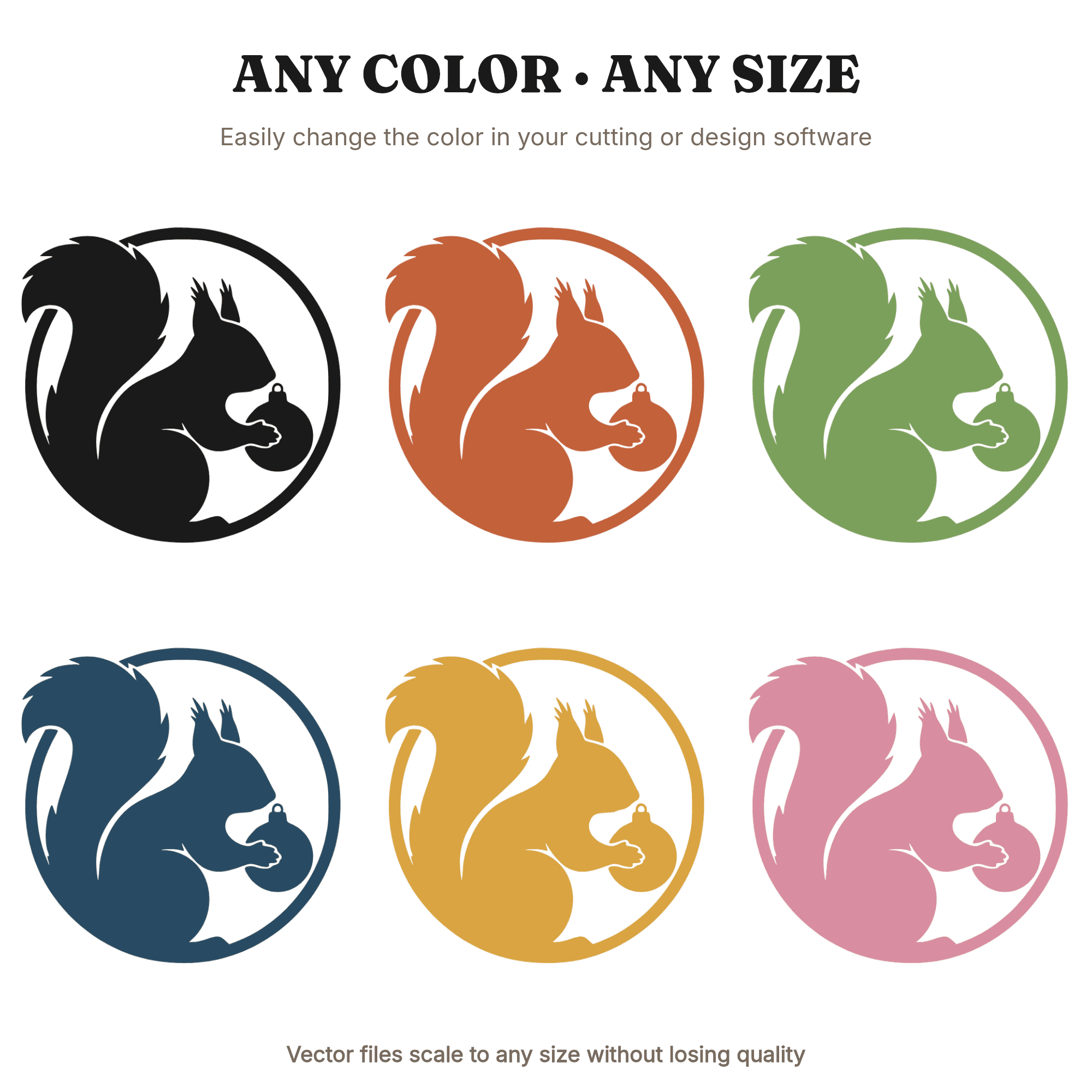 Woodland Squirrel Christmas Wreath Ornament Holder SVG PNG, Boho Holiday Cut File for Cricut, view 2